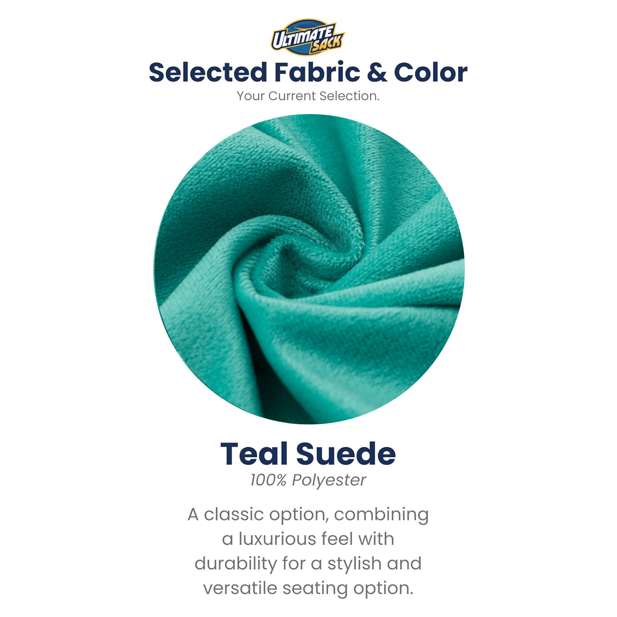 Ultimate Sack 5ft Bean Bag Chair, Oversized Indoor Comfy Lounger, Teal Suede - VMInnovations