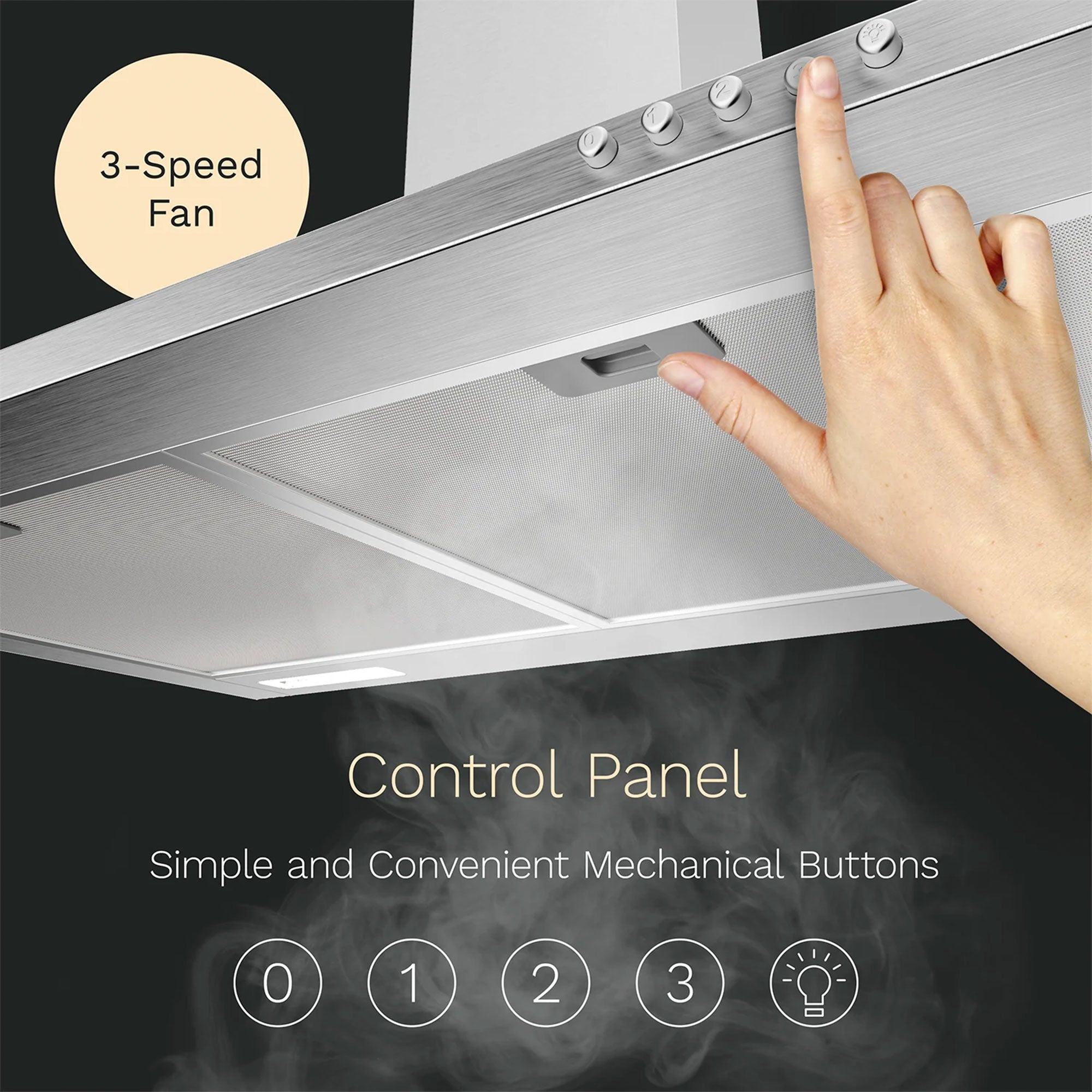 hOmeLabs 30 Inch Stainless Steel Wall Mount Range Hood Exhaust Fan for Kitchen - VMInnovations