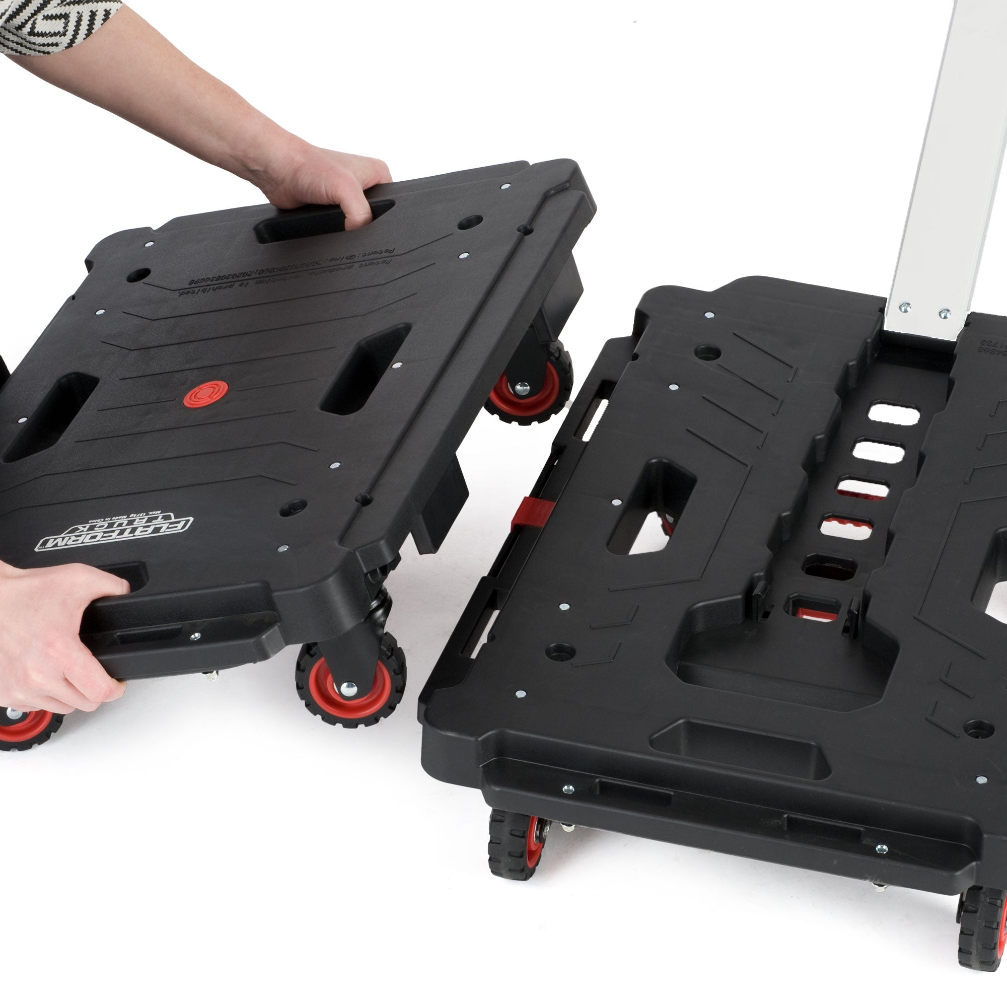 Magna Foldable Hand Truck 300lb Capacity Platform Cart, Black & Red (Open Box) - VMInnovations