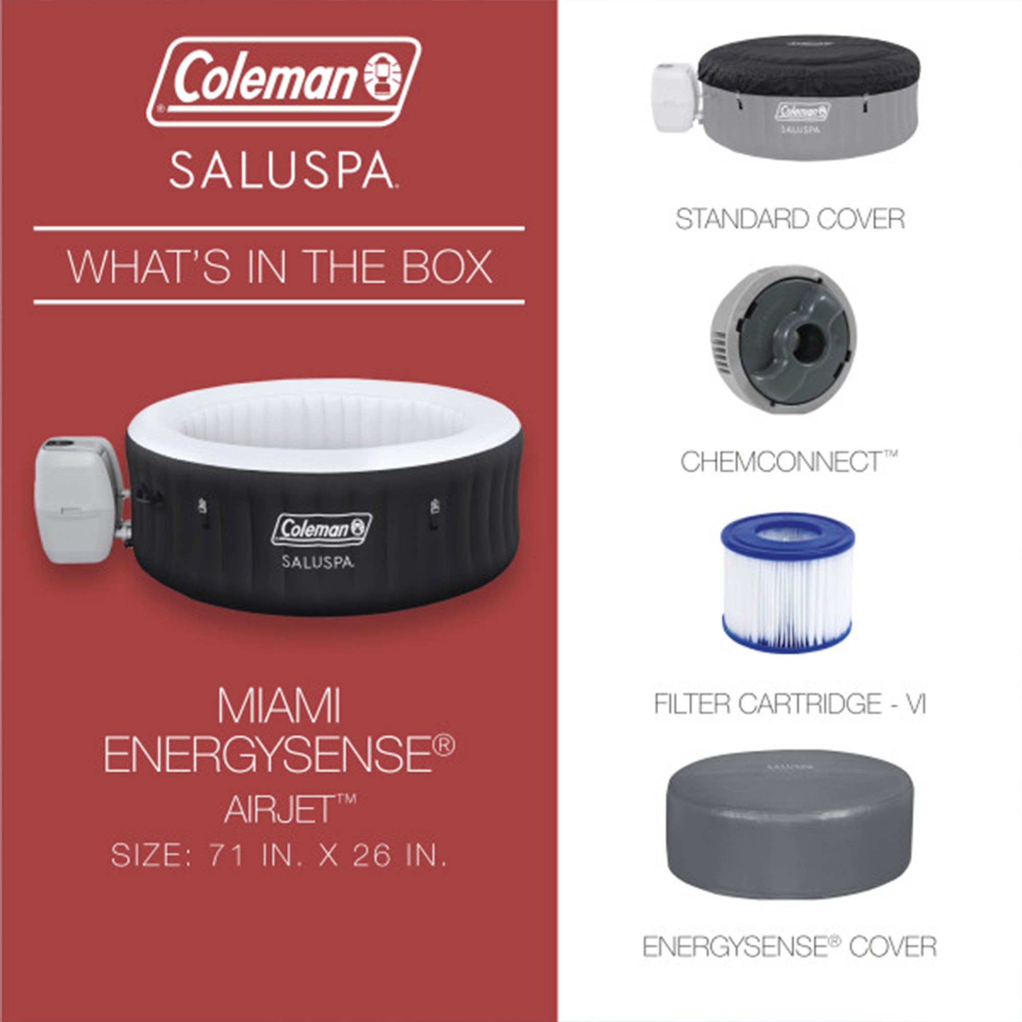 Bestway Coleman Miami AirJet Hot Tub with EnergySense Cover, Black (Used) - VMInnovations