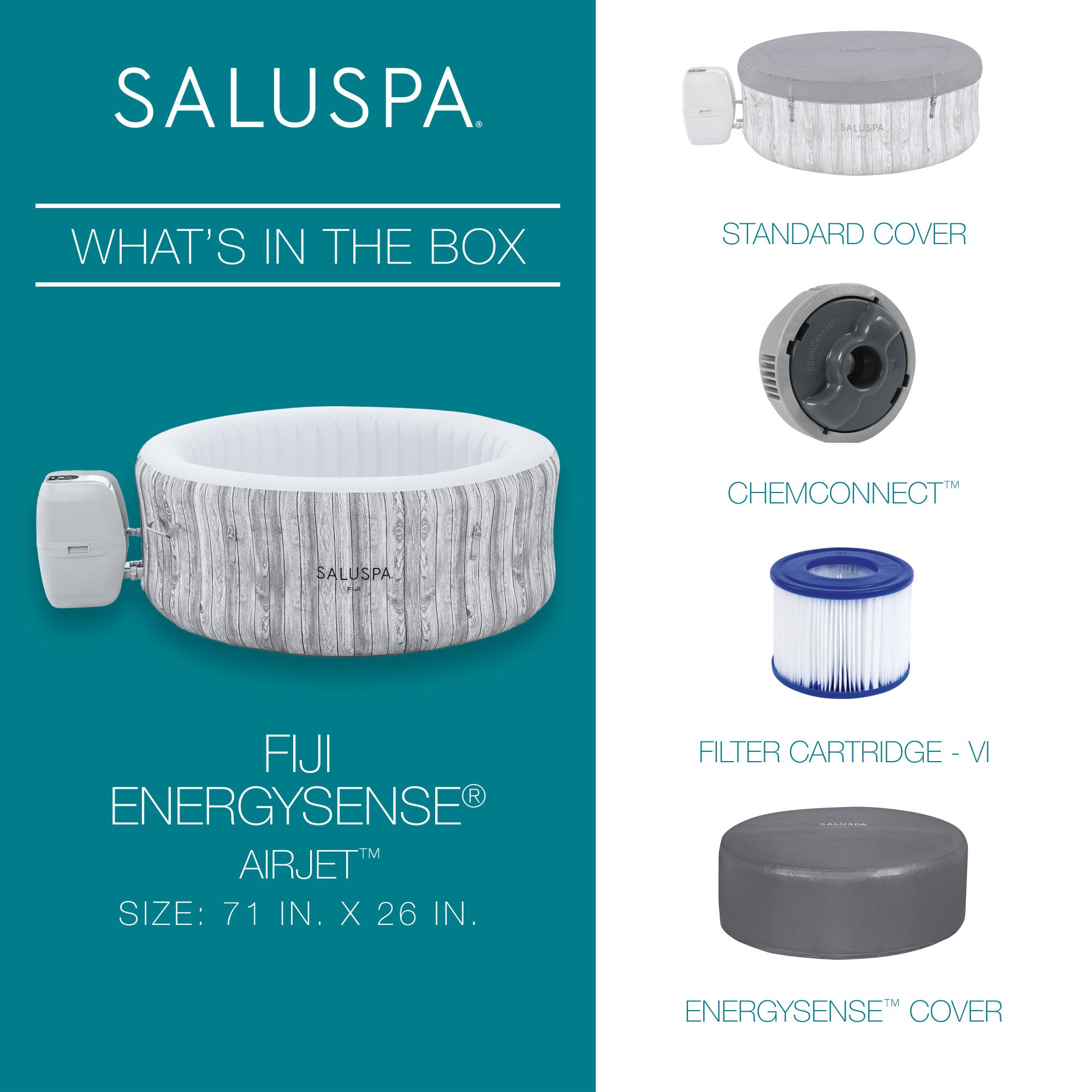 Bestway SaluSpa Fiji AirJet Inflatable Hot Tub w/EnergySense Cover, Grey (Used) - VMInnovations
