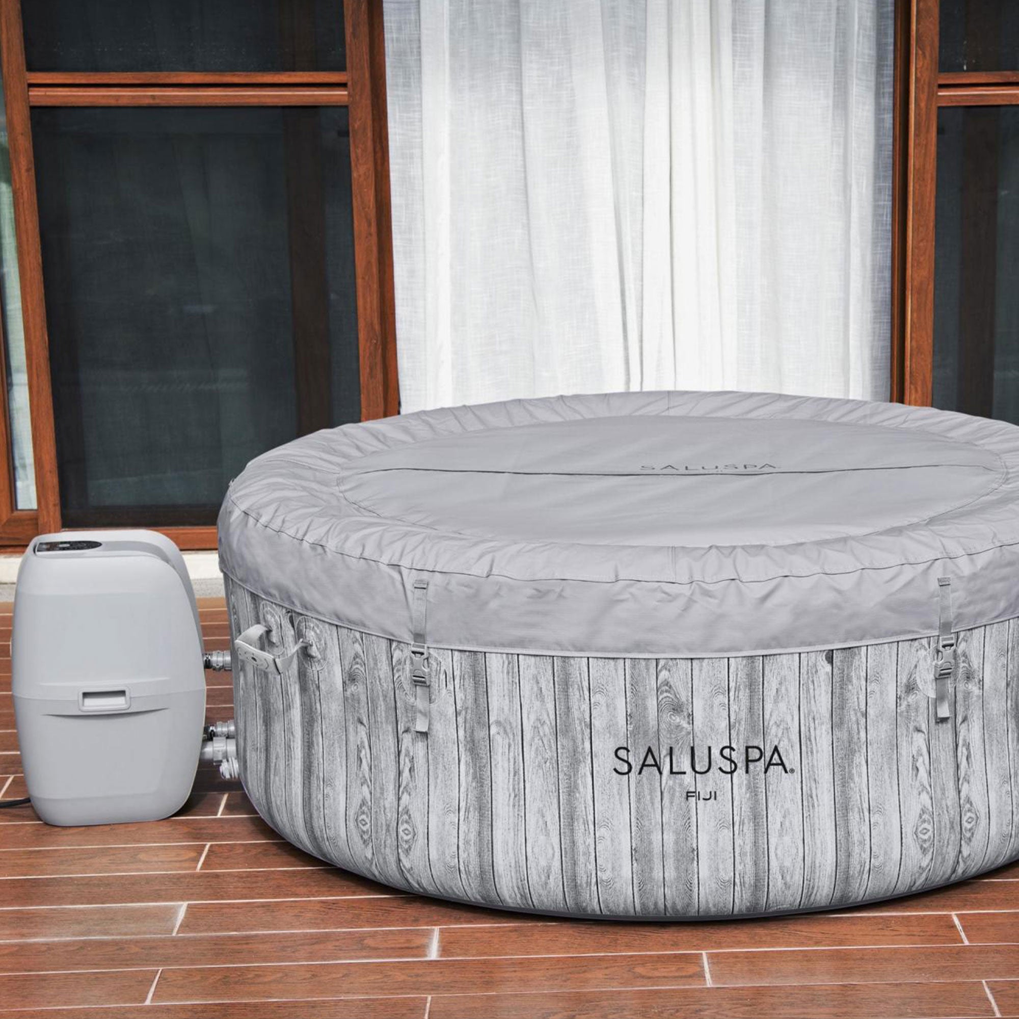 Bestway SaluSpa Fiji AirJet Inflatable Hot Tub w/EnergySense Cover, Grey (Used) - VMInnovations