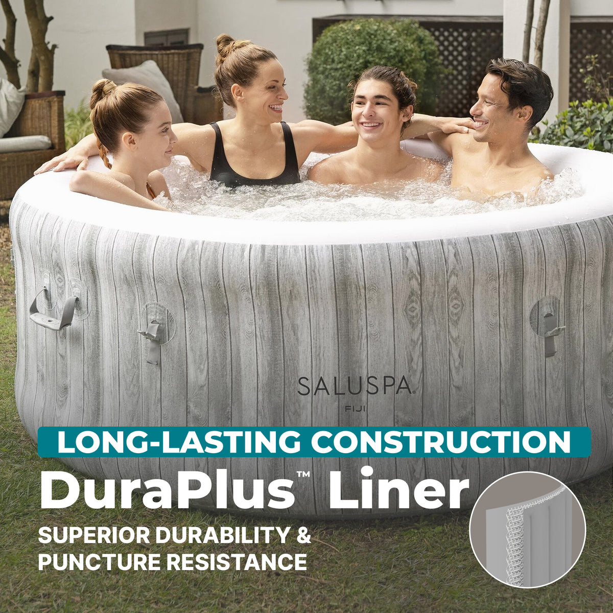 Bestway SaluSpa Fiji AirJet Inflatable Hot Tub w/EnergySense Cover, Grey (Used)