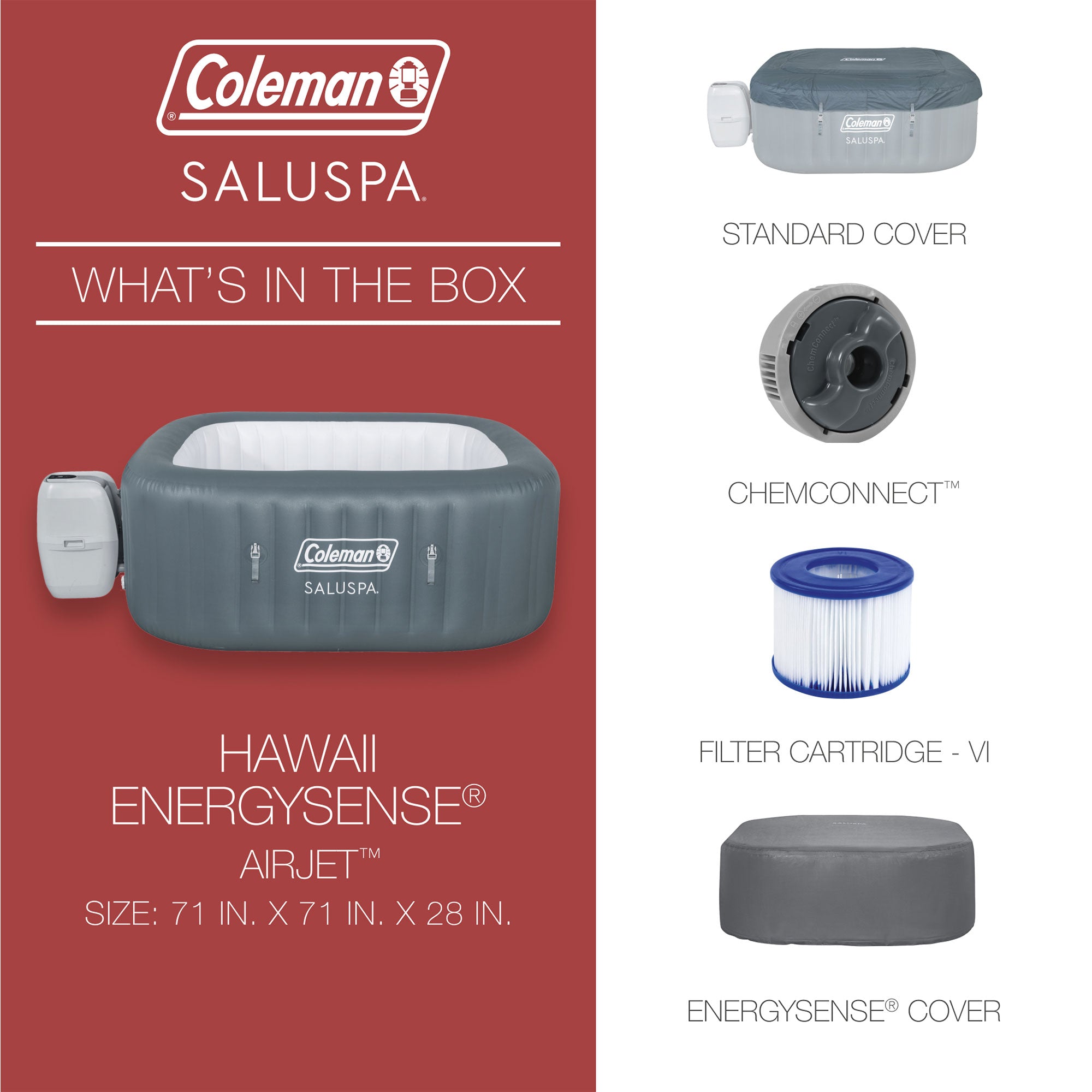 Bestway Coleman Hawaii AirJet Hot Tub with EnergySense Cover, Grey (Used) - VMInnovations