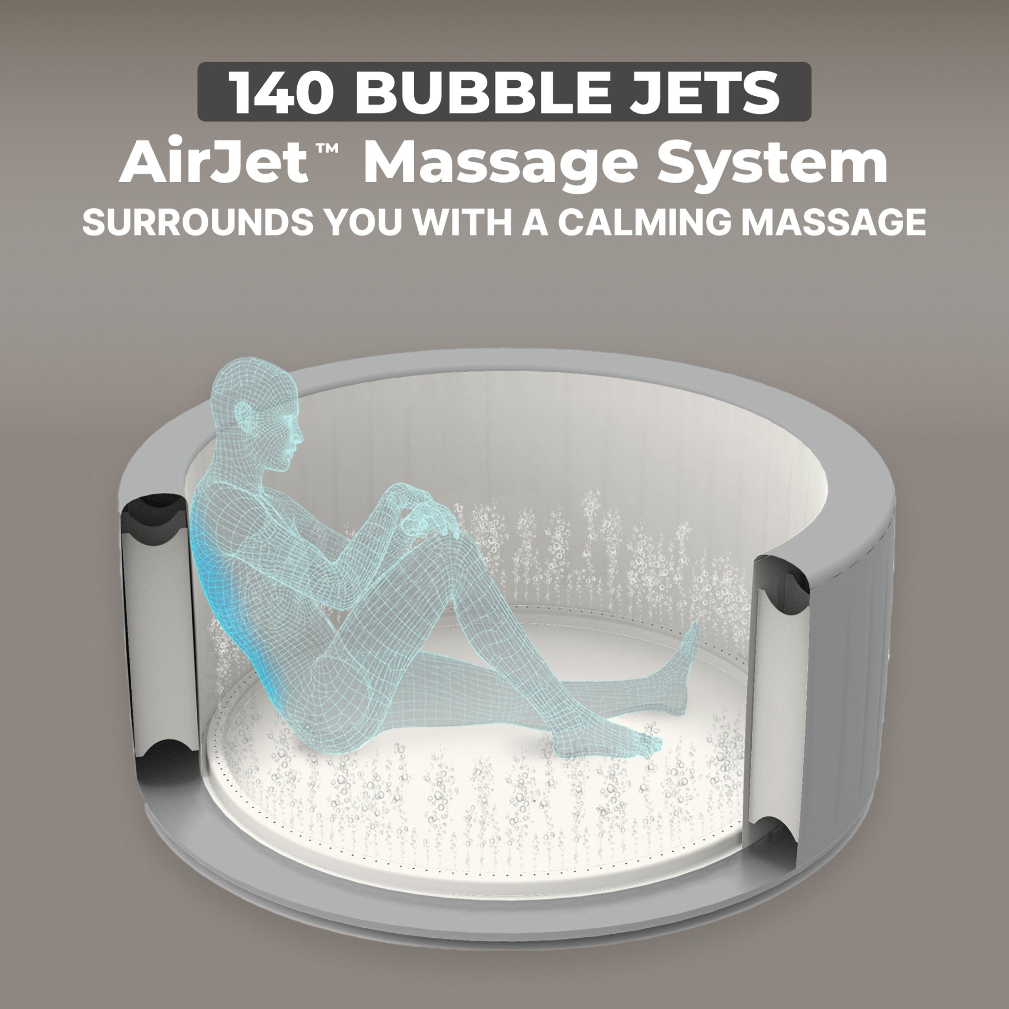Coleman Atlantis AirJet Square Inflatable Hot Tub with EnergySense Cover, Blue