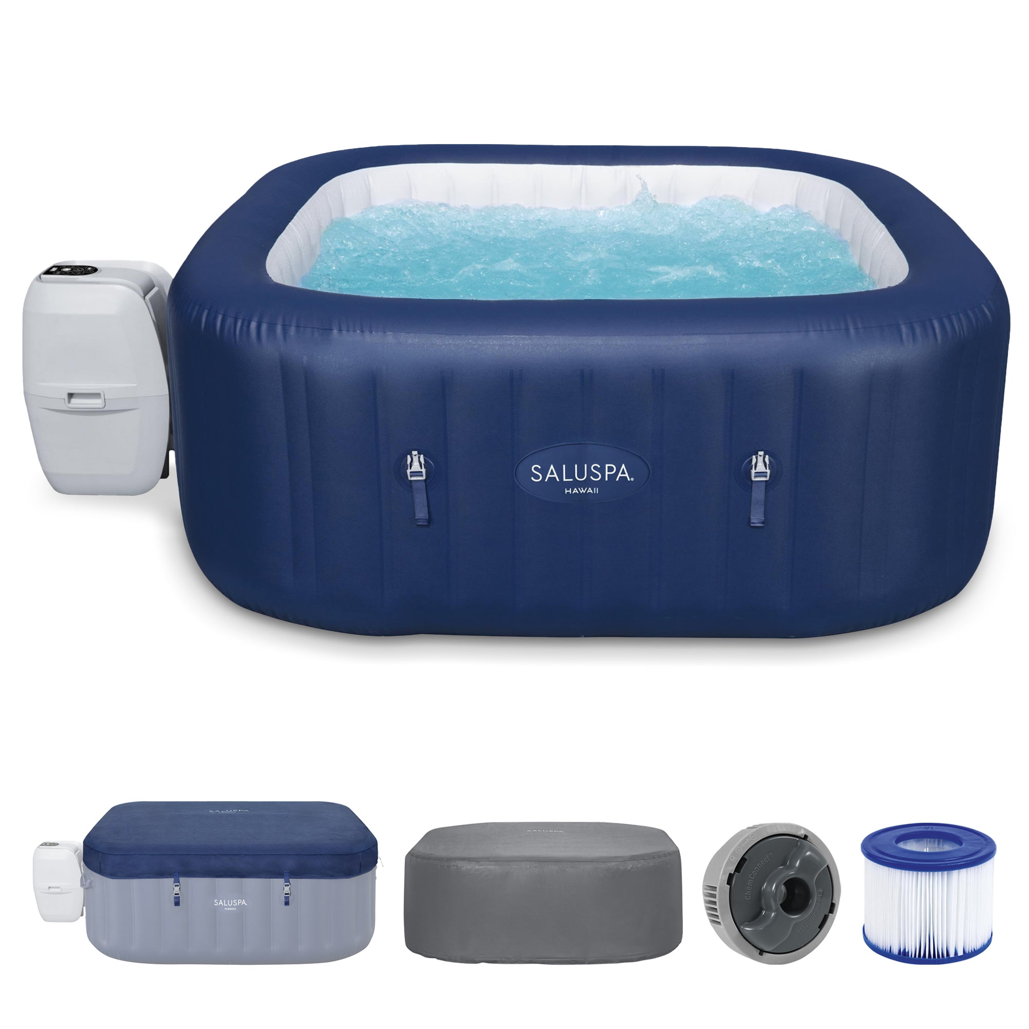 Bestway SaluSpa Hawaii AirJet Inflatable Hot Tub with Cover, Blue (For Parts) - VMInnovations