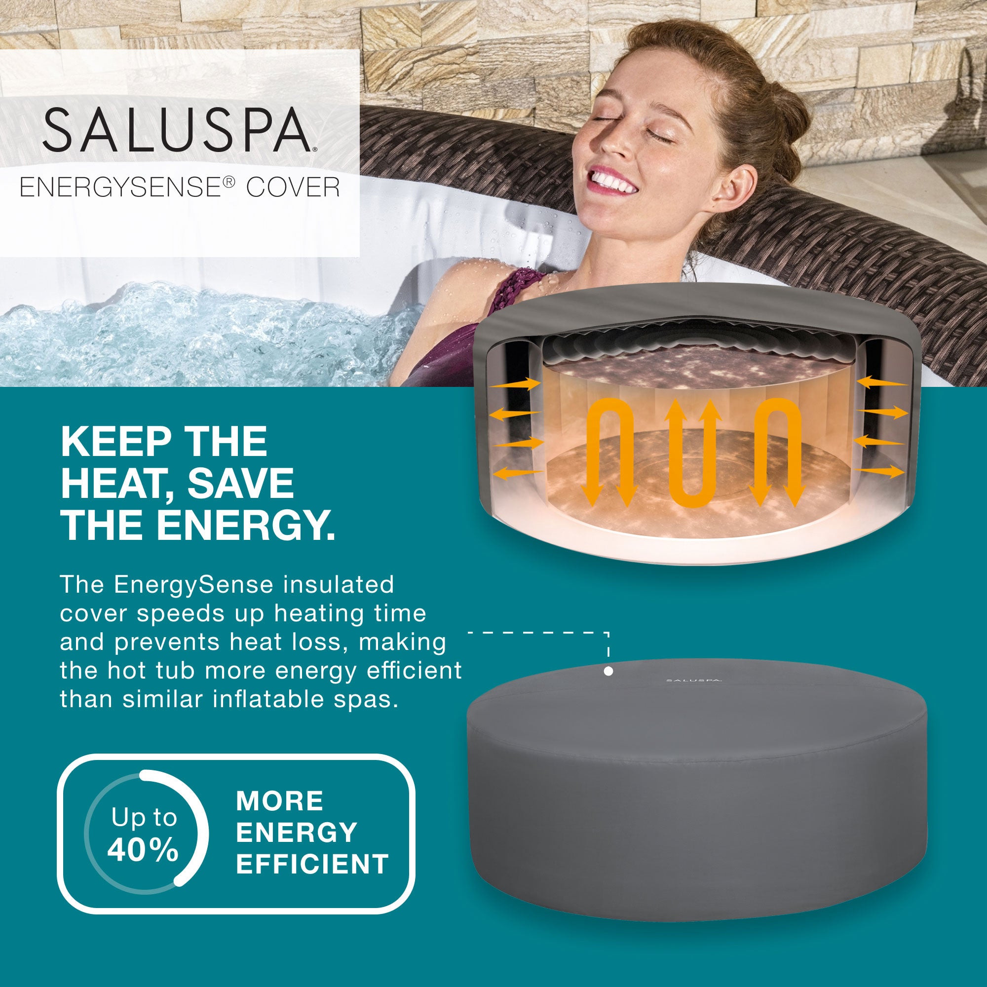 Bestway St Moritz AirJet Inflatable Hot Tub w/ EnergySense Cover, Brown (Used) - VMInnovations