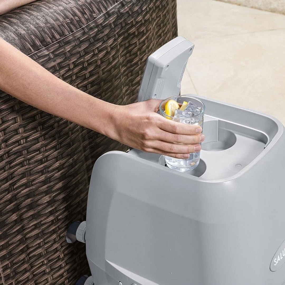 Bestway SaluSpa St Moritz AirJet Inflatable Hot Tub w/ EnergySense Cover, Brown - VMInnovations