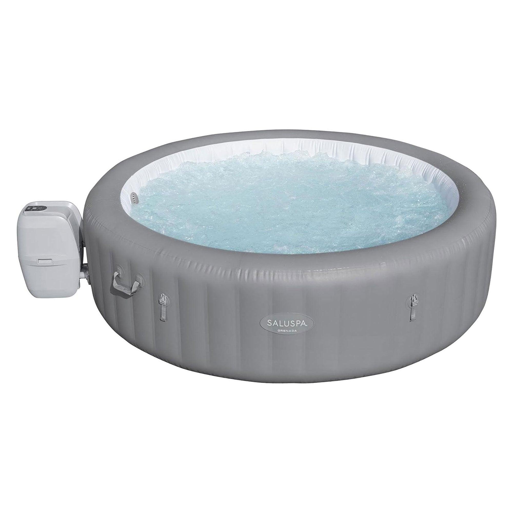 Bestway SaluSpa Grenada AirJet Inflatable Hot Tub with EnergySense Cover, Grey