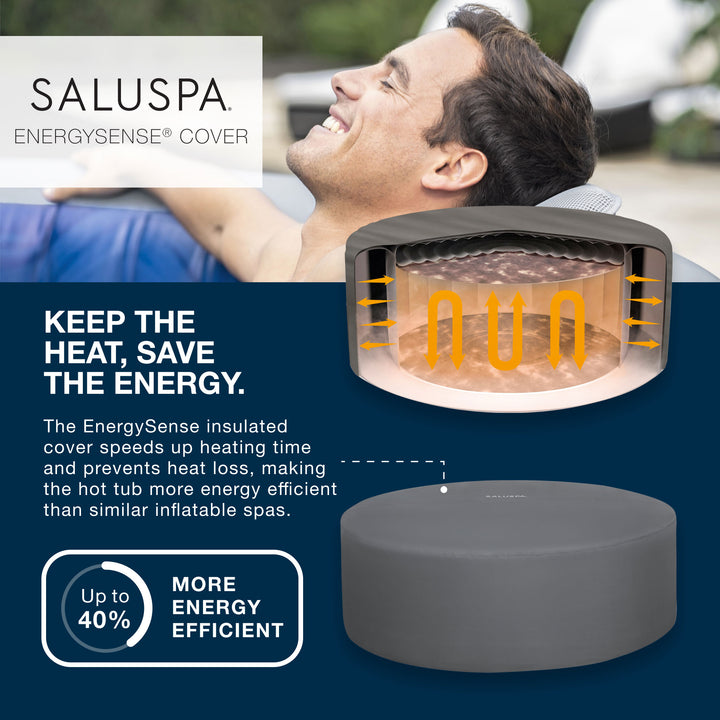Bestway SaluSpa Santorini HydroJet Inflatable Hot Tub with EnergySense Cover - VMInnovations