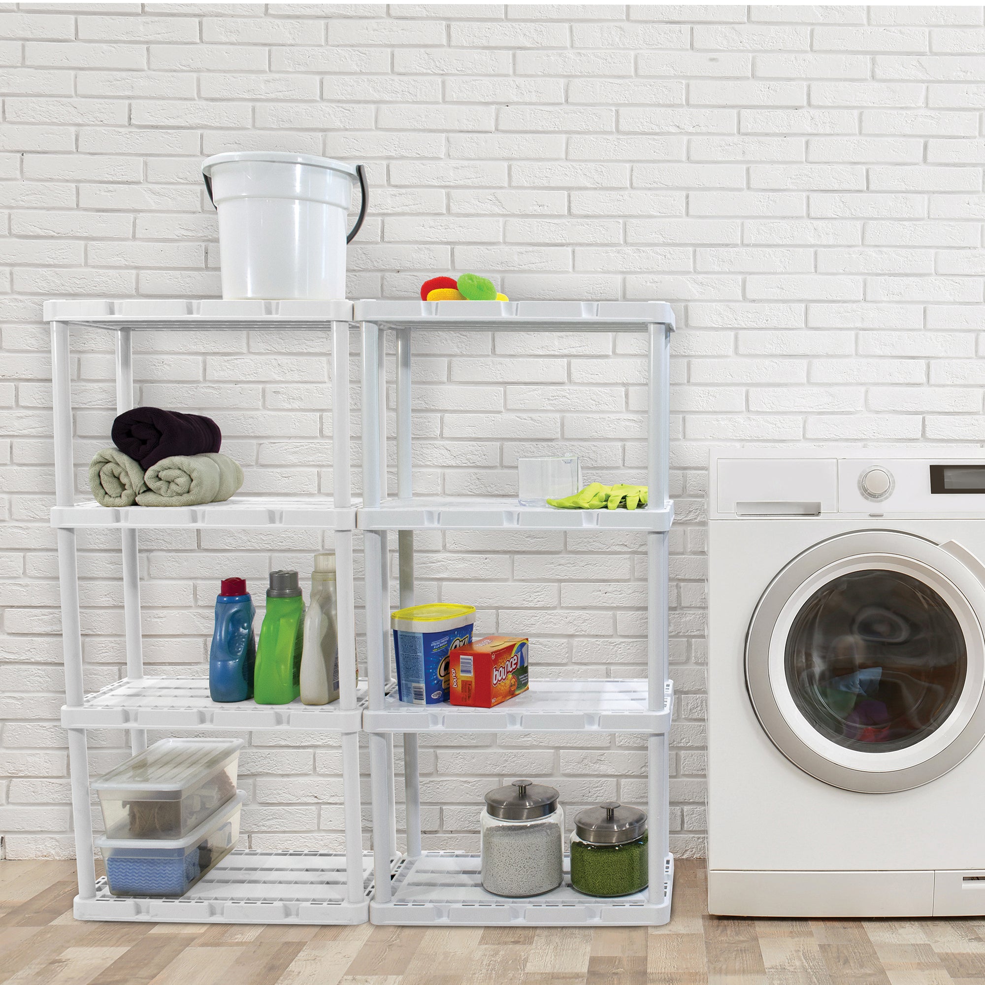 Gracious Living 4 Shelf Knect-A-Shelf Ventilated Storage Unit, White (2 Pack) - VMInnovations