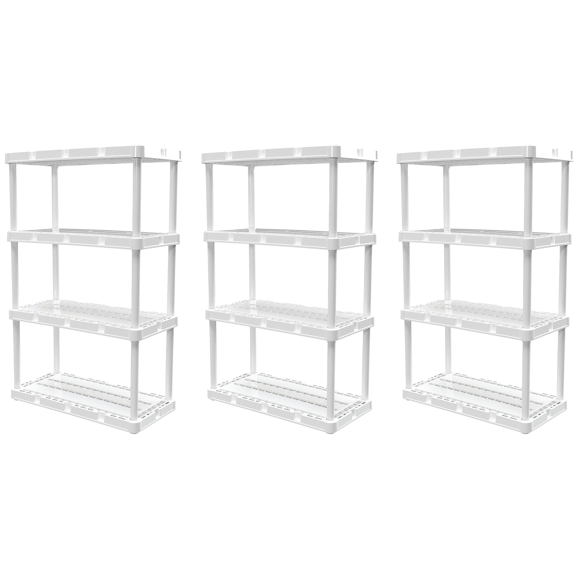 Gracious Living 4 Shelf Knect-A-Shelf Ventilated Storage Unit, White (3 Pack) - VMInnovations