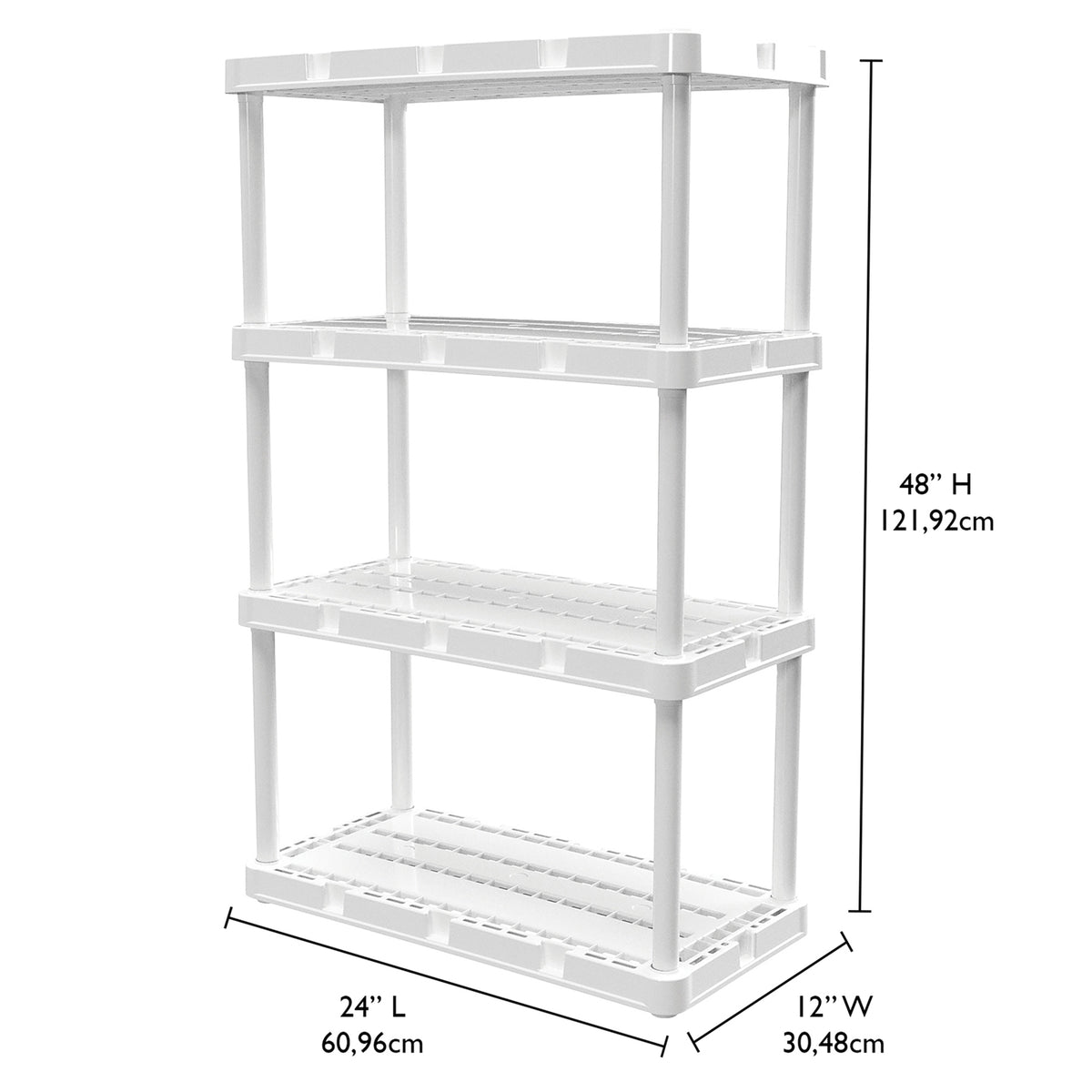 Gracious Living 4 Shelf Knect-A-Shelf Ventilated Storage Unit, White (3 Pack) - VMInnovations