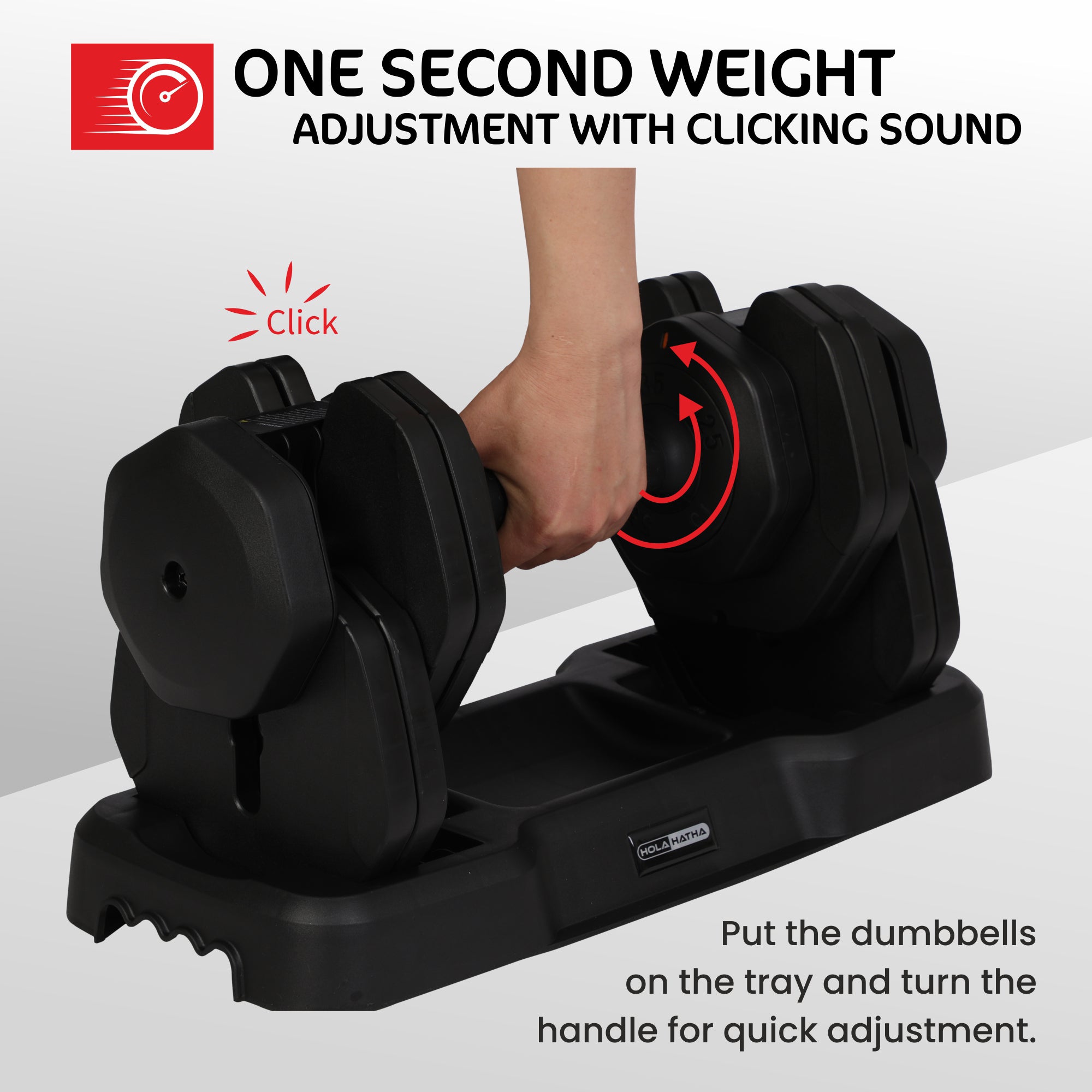 HolaHatha 5-in-1 Adjustable 15-55lb Dumbbell Home Gym Workout Equipment, Single - VMInnovations