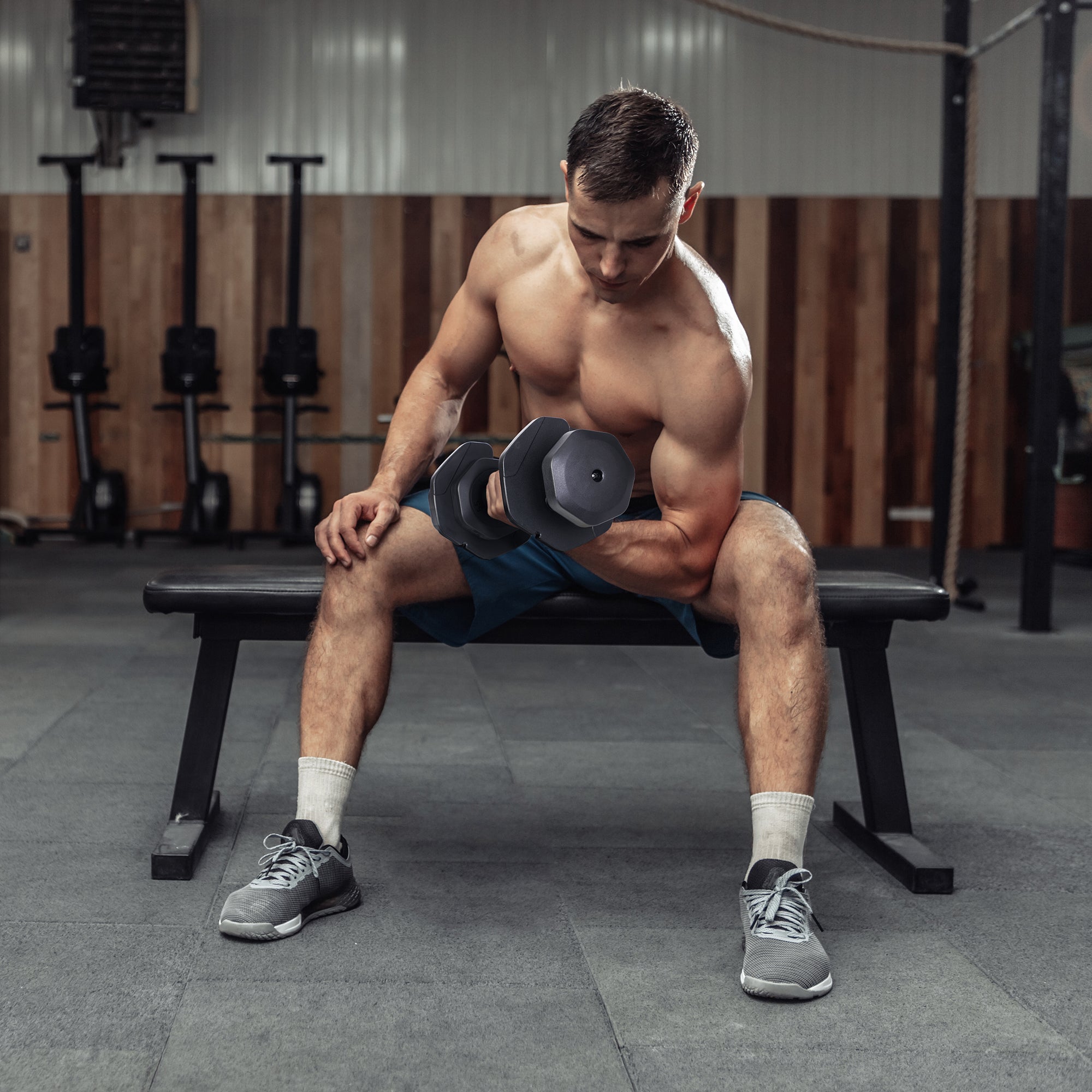 HolaHatha 5-in-1 Adjustable 15-55lb Dumbbell Home Gym Workout Equipment, Single - VMInnovations