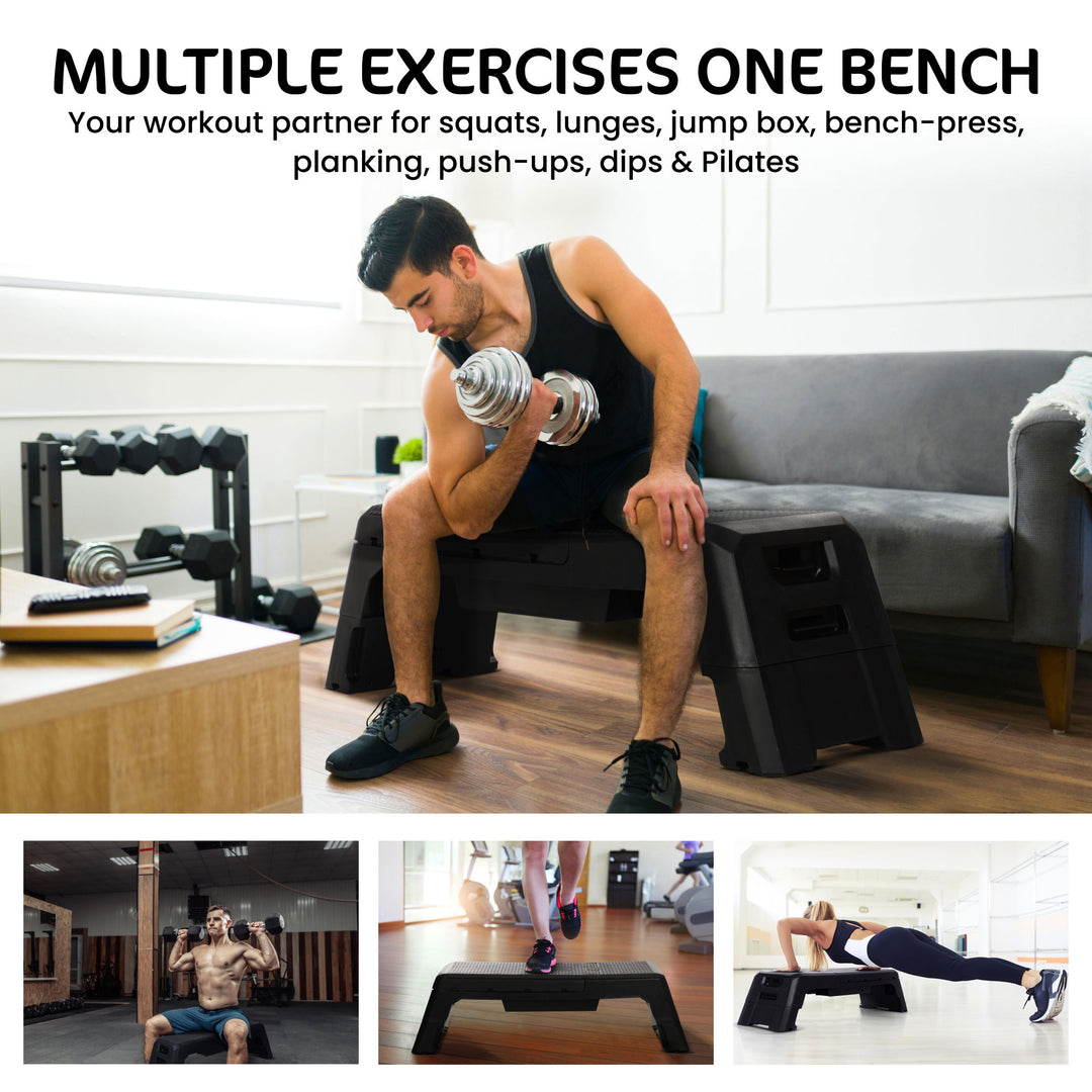 HolaHatha Multifunctional Fitness Weight Workout Bench with Storage Compartment - VMInnovations