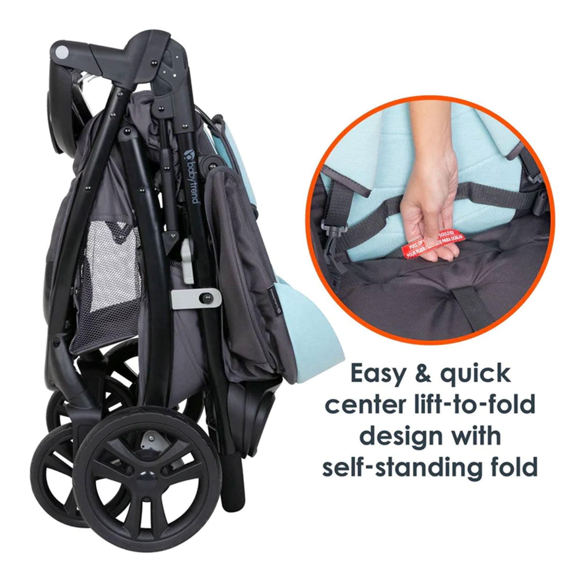 Tango Lightweight Foldable Stroller with Dual Suspension, Blue Mist (Open Box) - VMInnovations