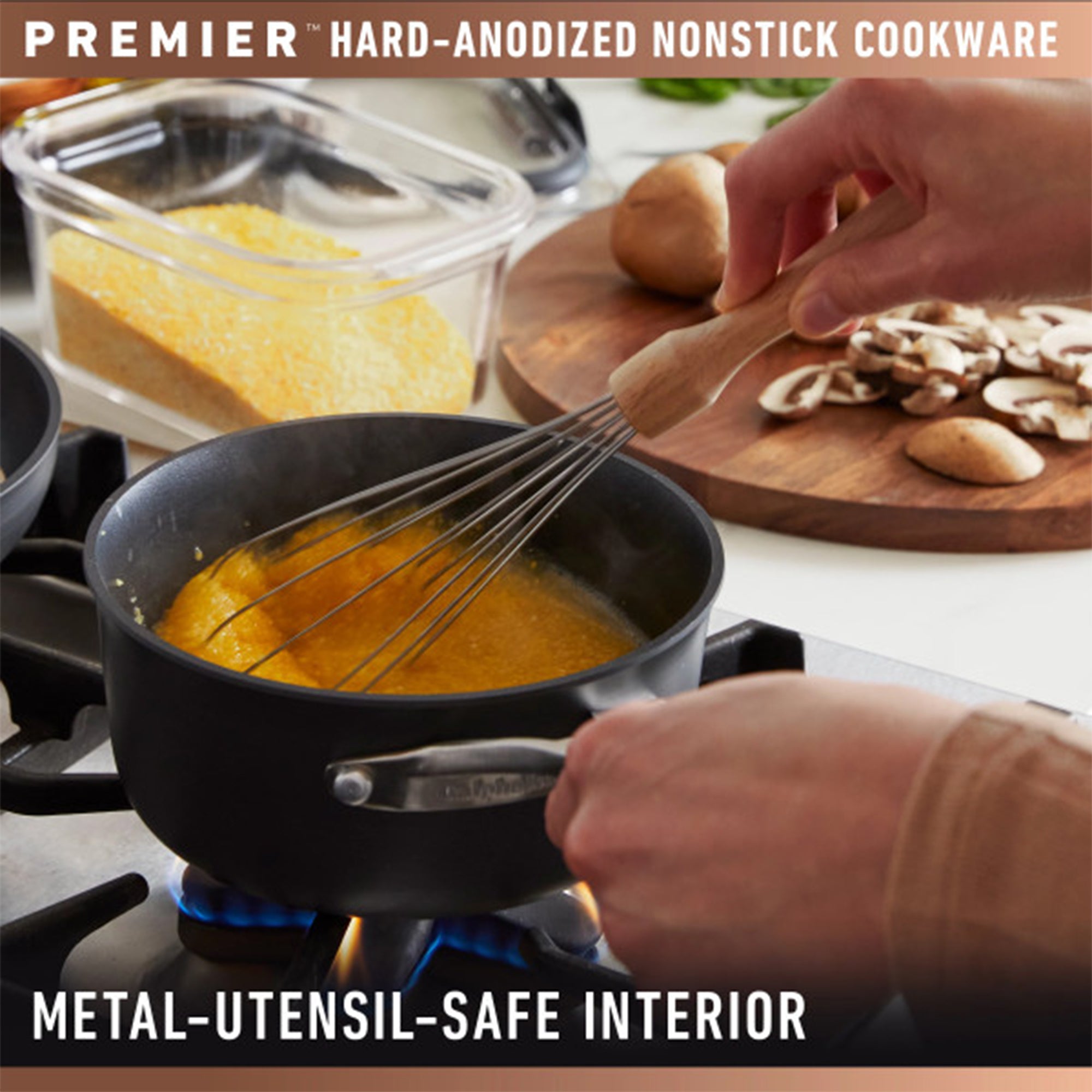 Calphalon Premier 3.5 Quart Hard-Anodized Nonstick MineralShield Sauce Pan w/Lid - VMInnovations