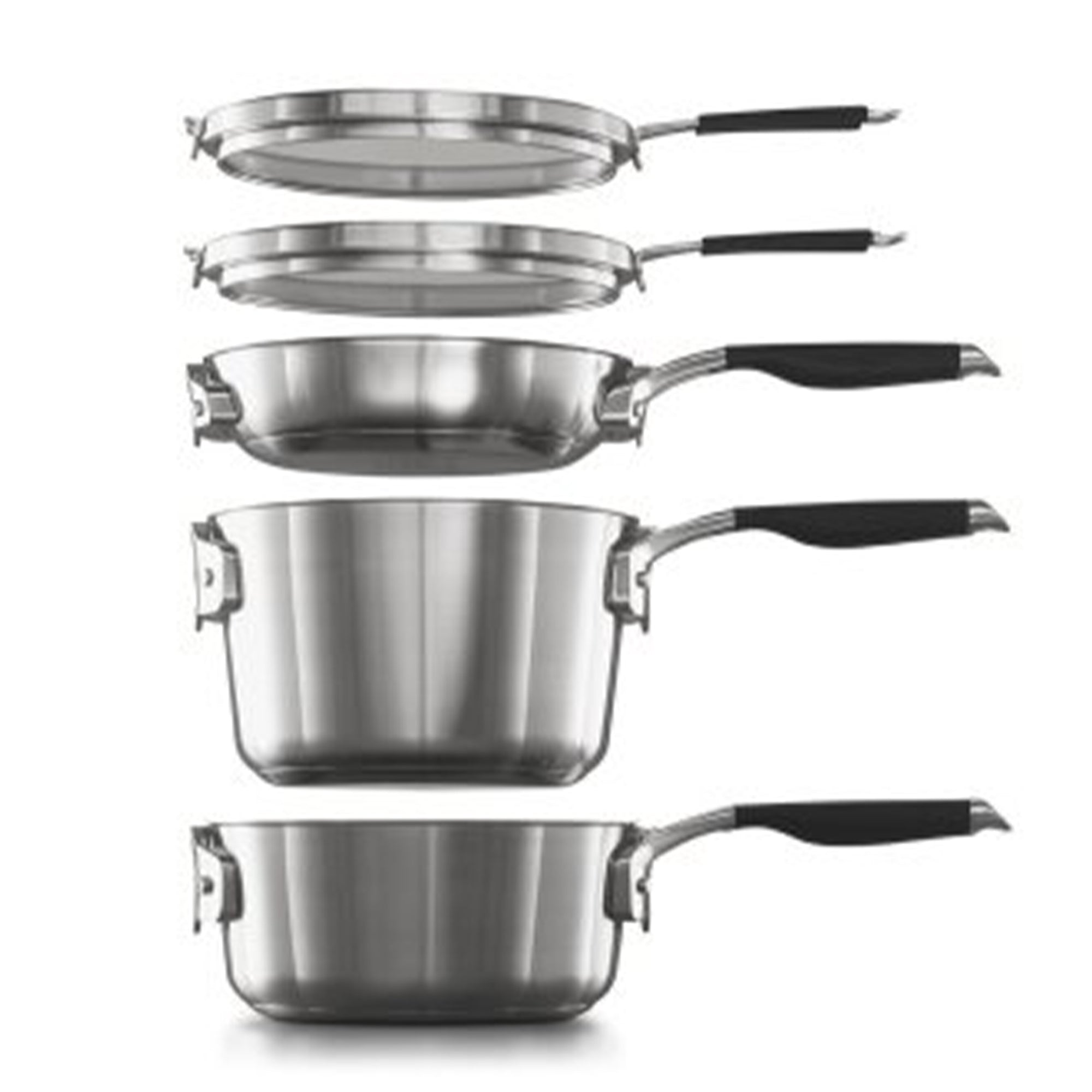 Calphalon Select 10pc Space Saving Dishwasher Safe Stainless Steel Cookware Set - VMInnovations