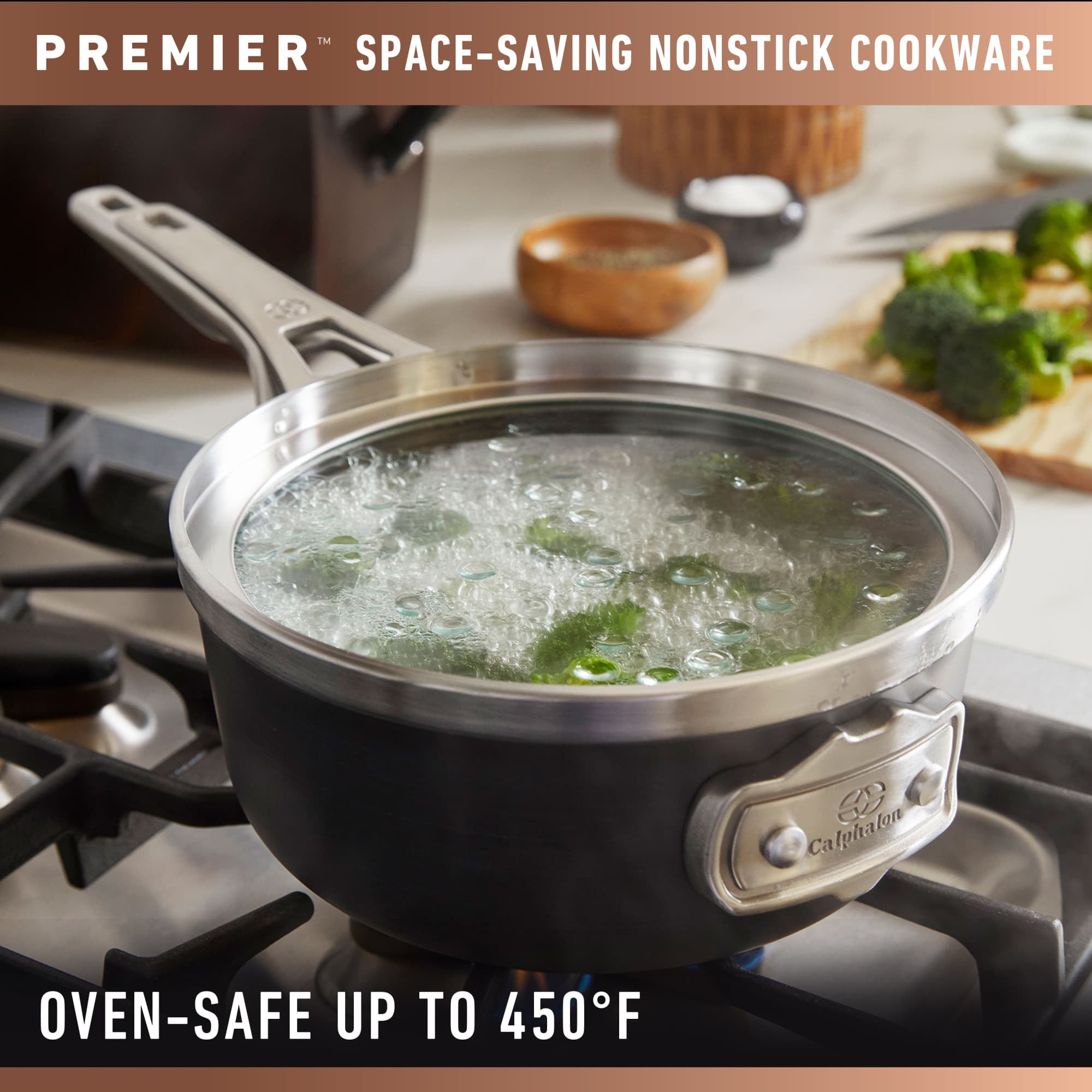Calphalon Premier Space Saving 1.5 Qt Anodized Nonstick Saucepan w/Lid (Used)