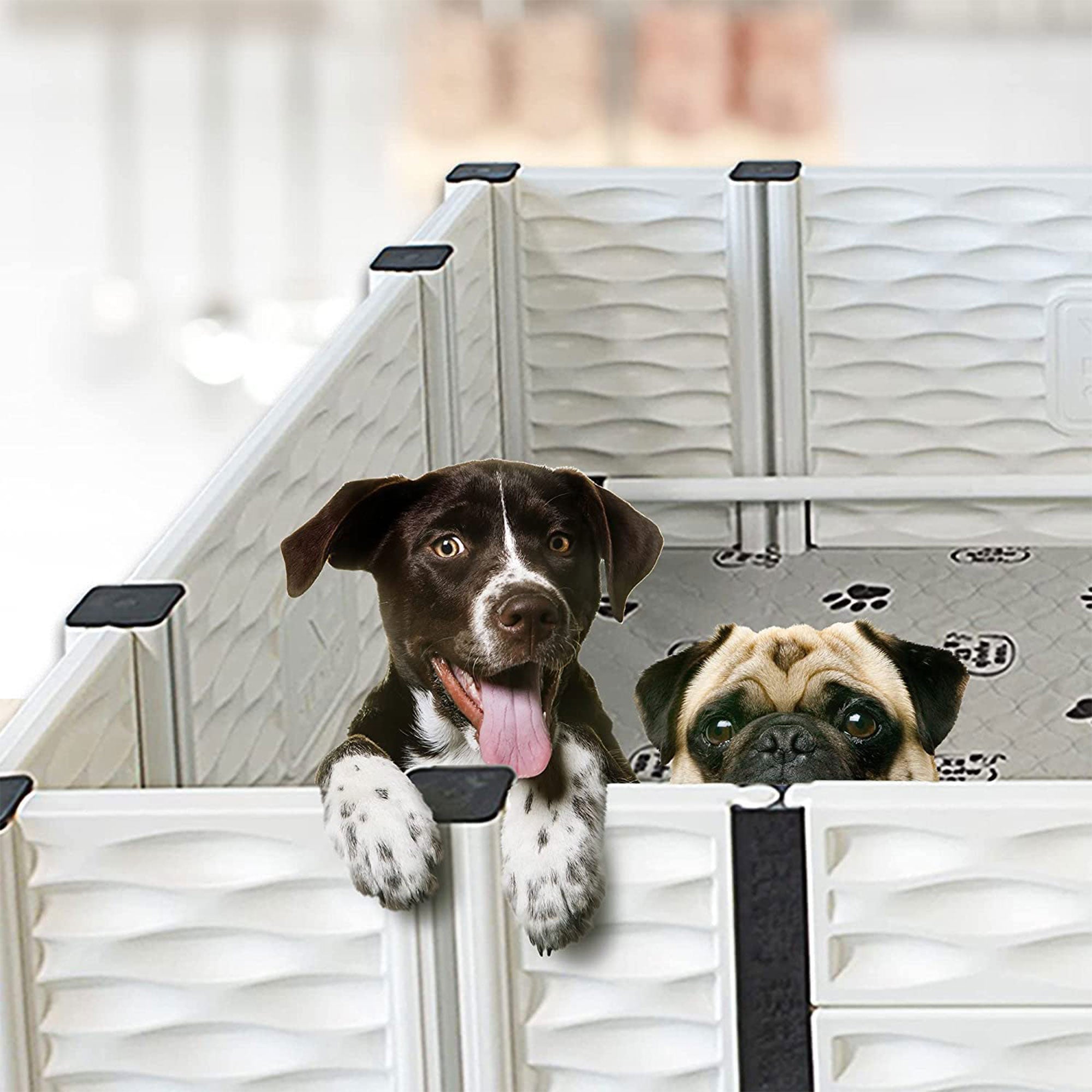 EZclassic 38"x38" Puppy Dog Whelping Box Playpen w/Rails & Liner, Gray(Open Box) - VMInnovations