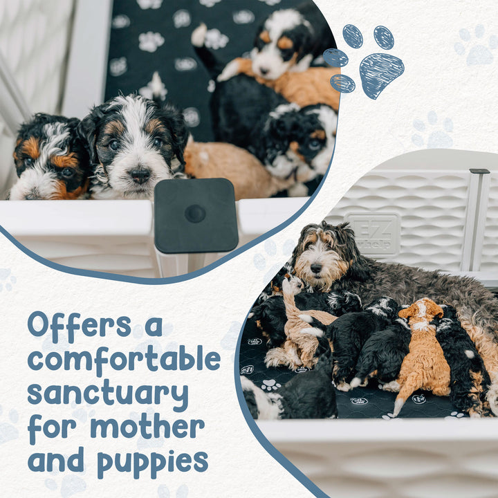EZwhelp EZclassic 48"x48" Puppy Dog Whelping Box Playpen w/Rails & Liner, Black - VMInnovations
