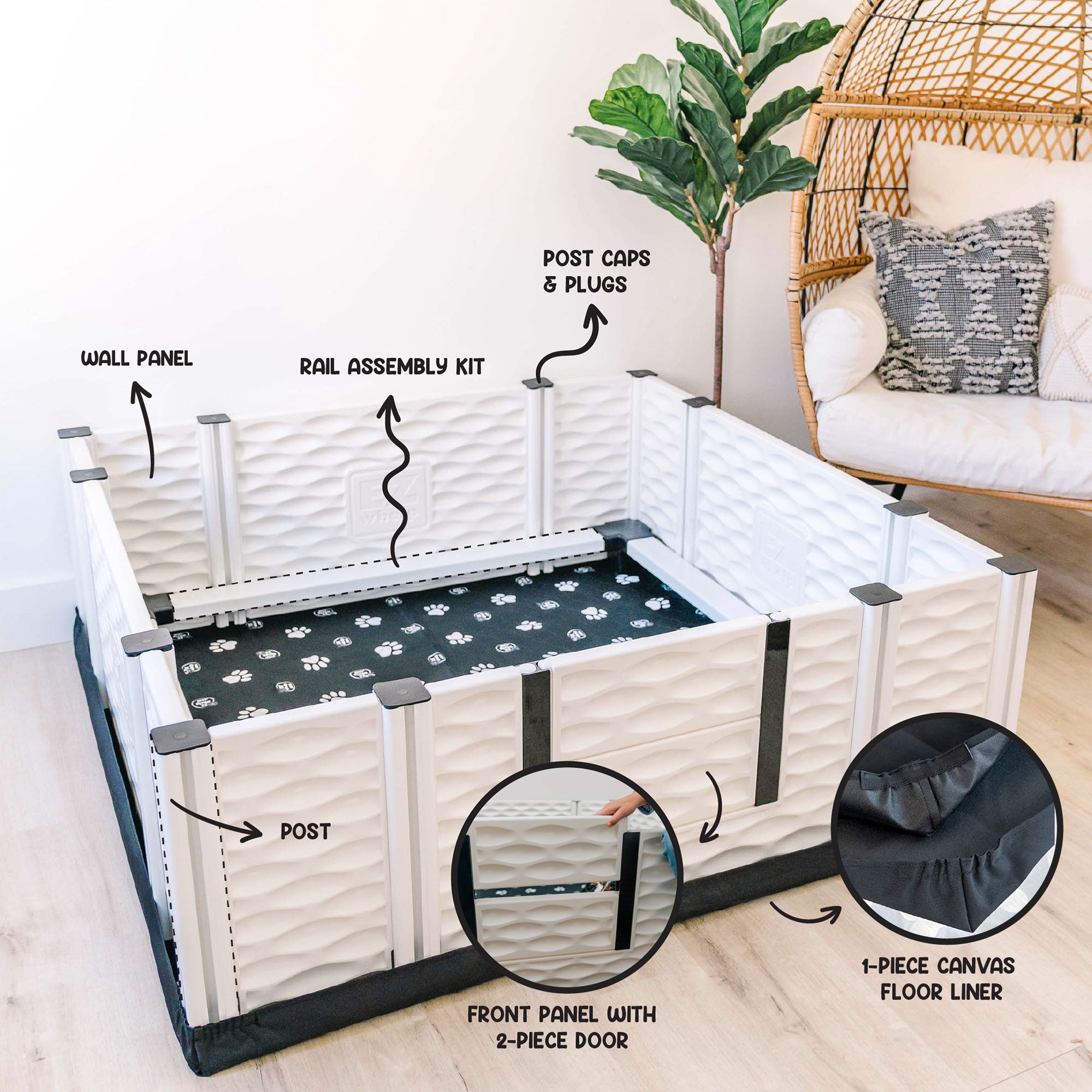 EZwhelp EZclassic 48"x48" Puppy Dog Whelping Box w/Rails & Liner, Gray(Open Box) - VMInnovations