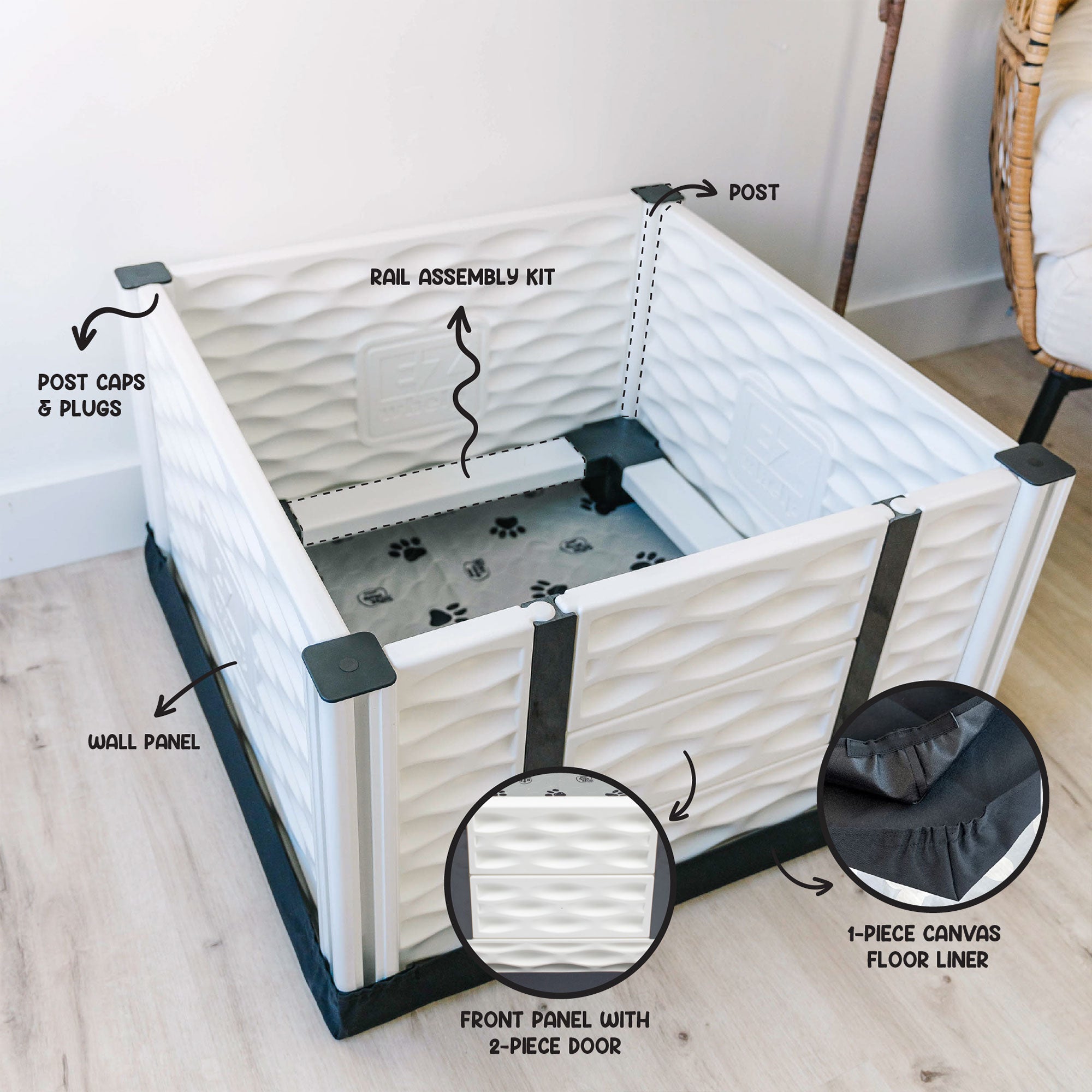 EZwhelp 28"x28" Puppy Dog Whelping Box Playpen w/Rails & Liner, Black(For Parts) - VMInnovations