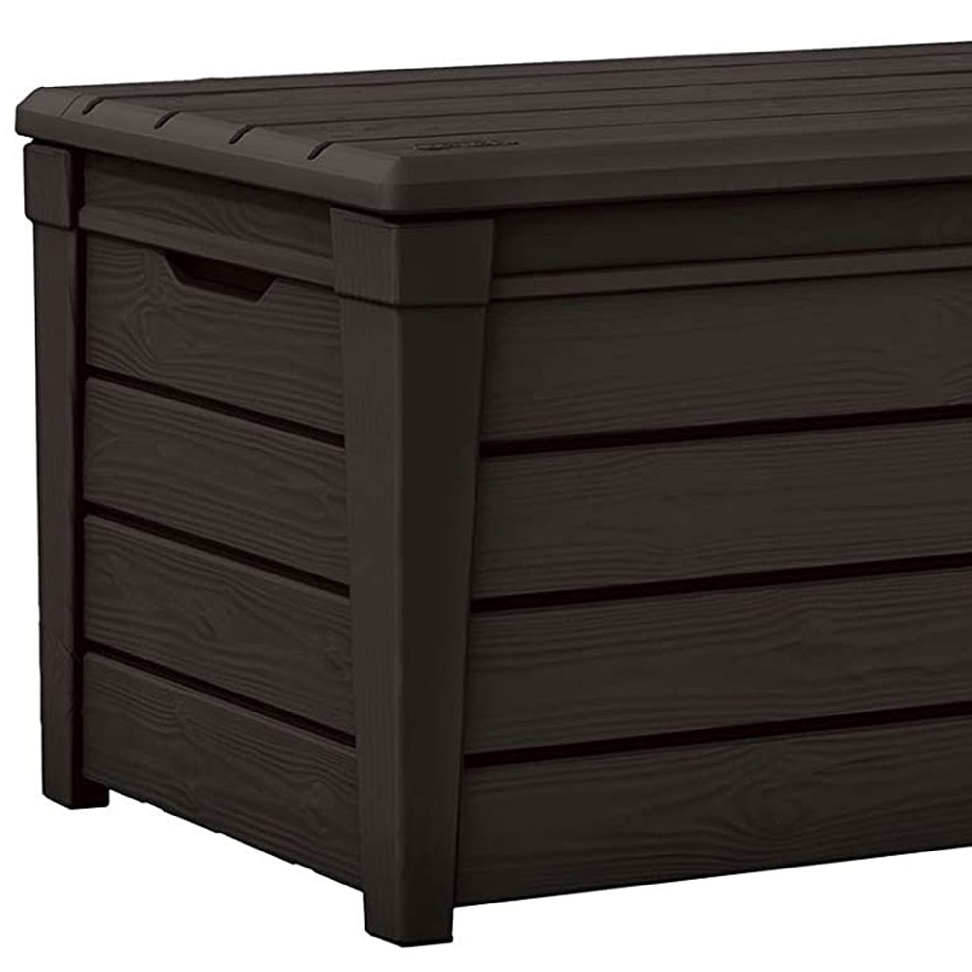 Keter Brightwood Weatherproof Resin Patio Deck Storage Box Bench, Brown (2 Pack) - VMInnovations