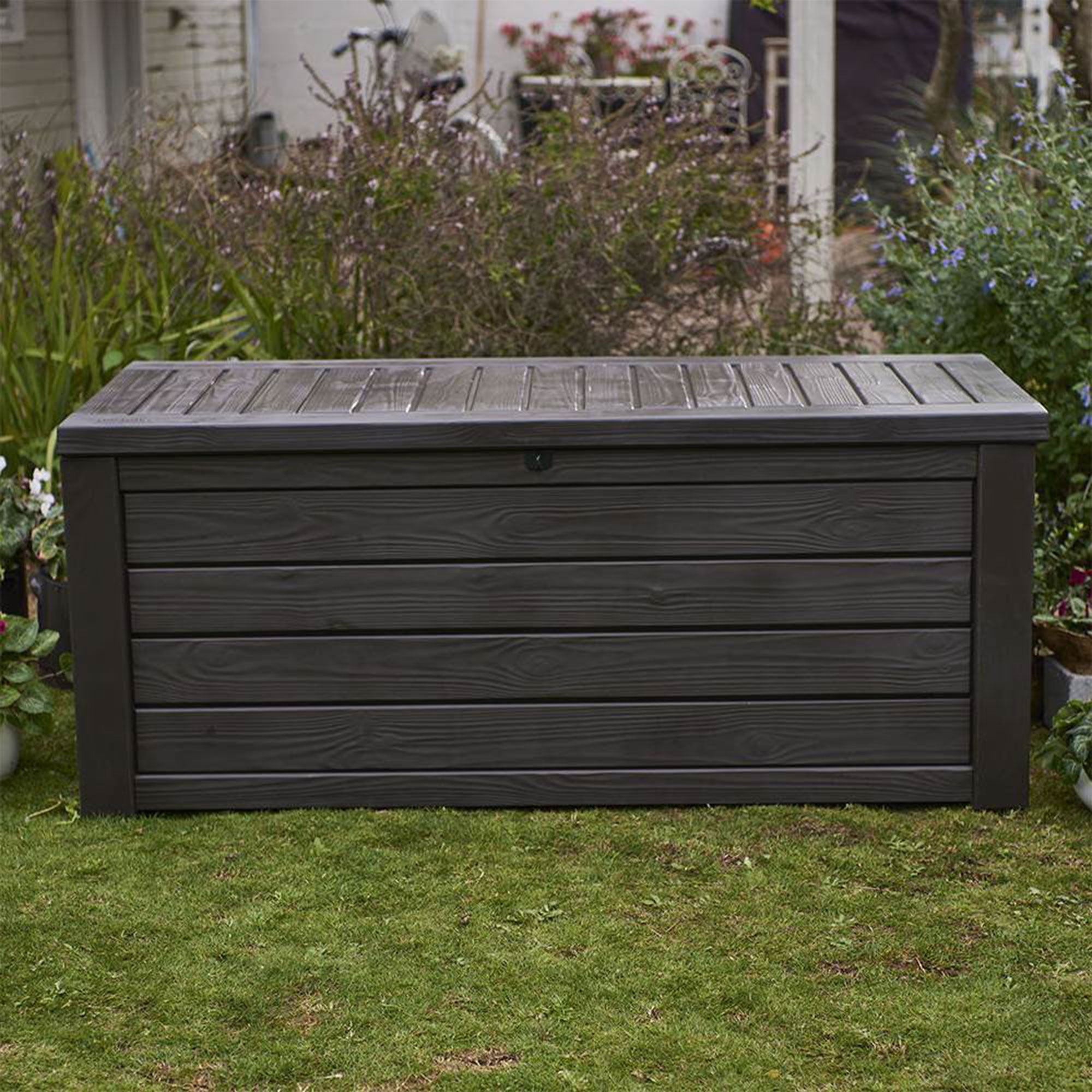 Keter Westwood Outdoor 150 Gal Deck Storage Box for Yard Tools, Brown (2 Pack) - VMInnovations