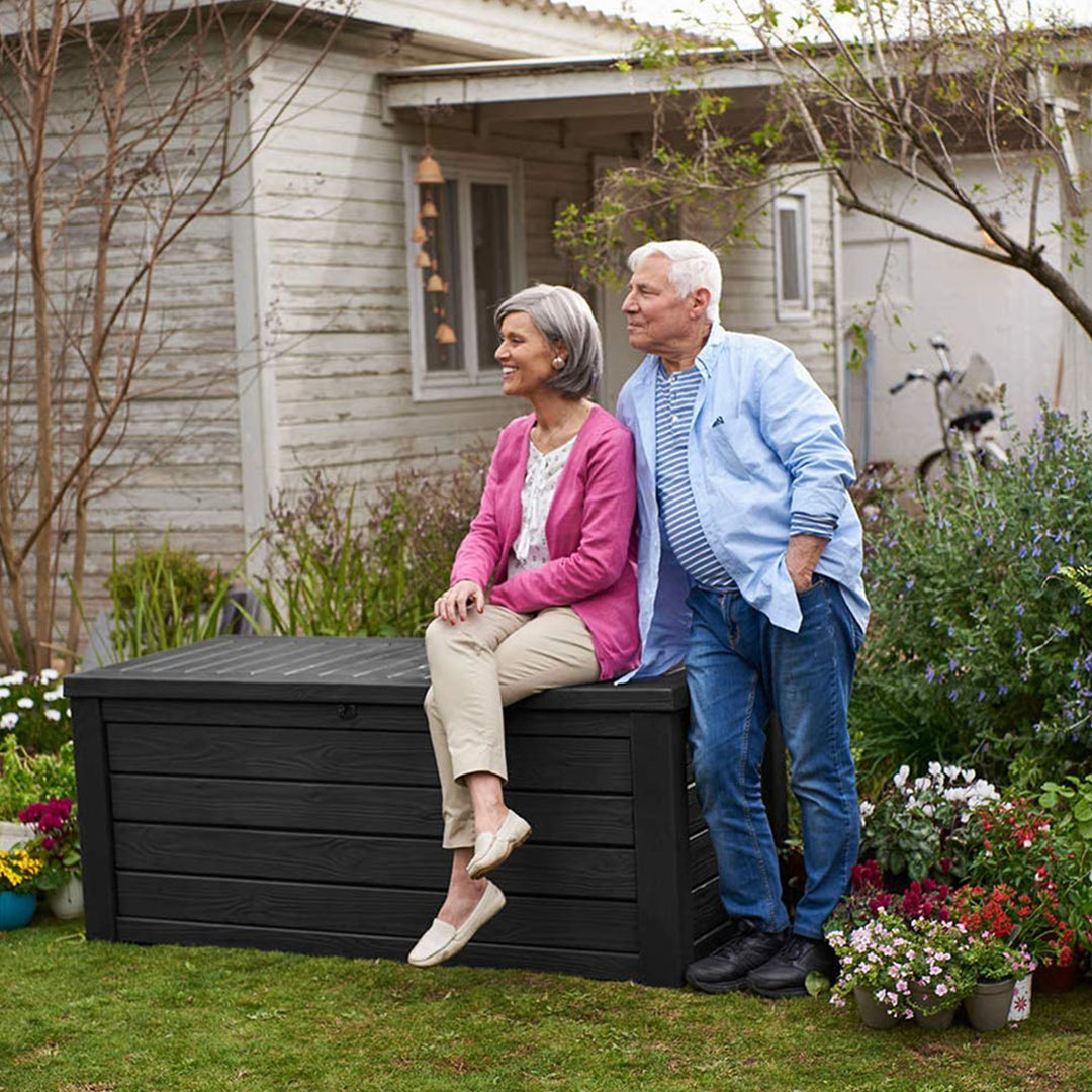 Keter Westwood Outdoor 150 Gal Deck Storage Box for Yard Tools, Grey (2 Pack) - VMInnovations
