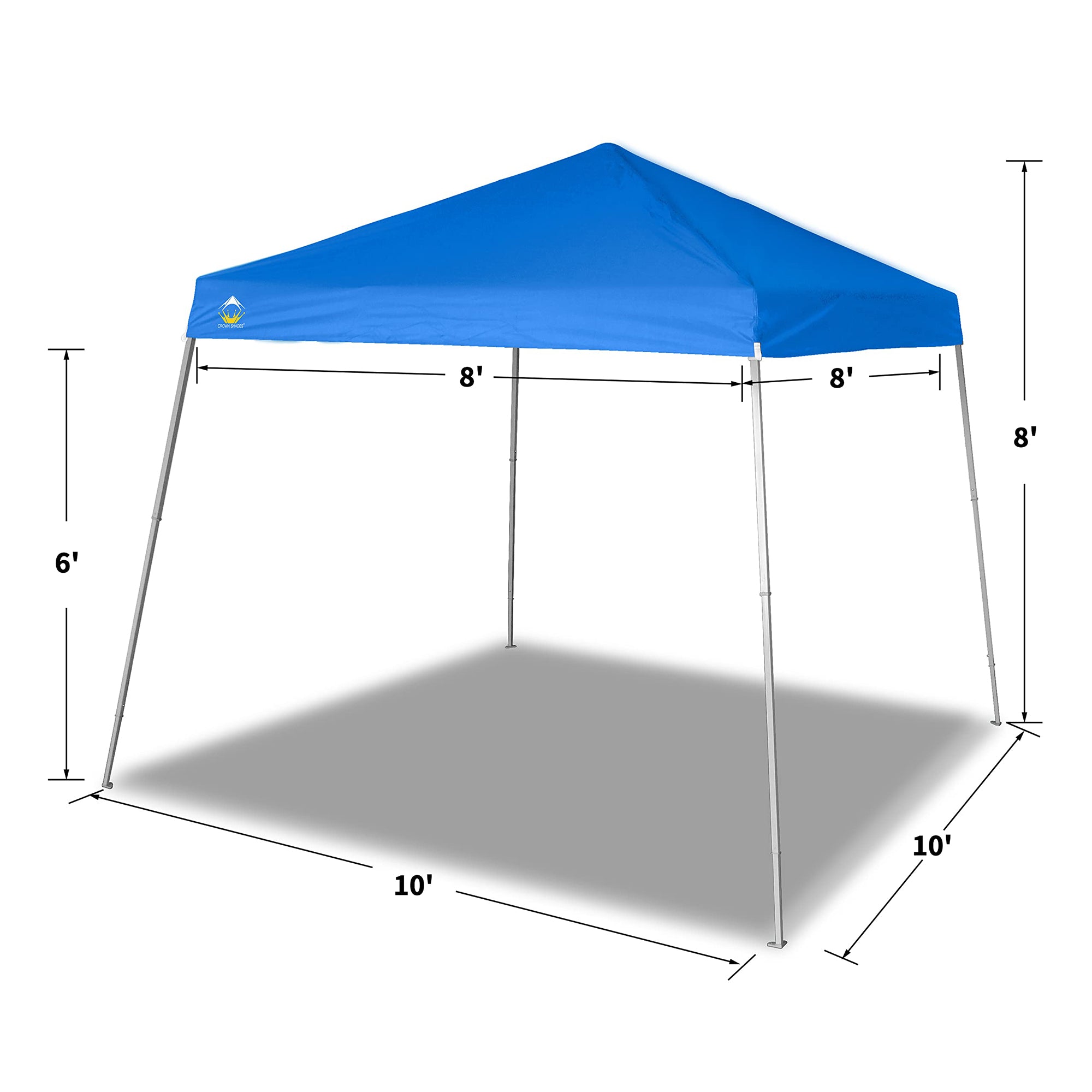 Crown Shades 10' x 10' Base 8' x 8' Top Pop Up Canopy w/Carry Bag, Blue (Used) - VMInnovations