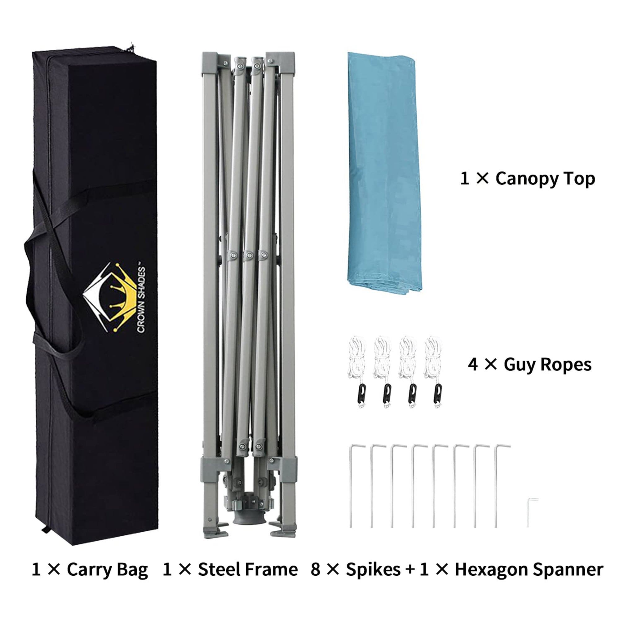 Crown Shades 10' x 10' Base 8' x 8' Top Pop Up Canopy w/Carry Bag, Cyan (Used) - VMInnovations