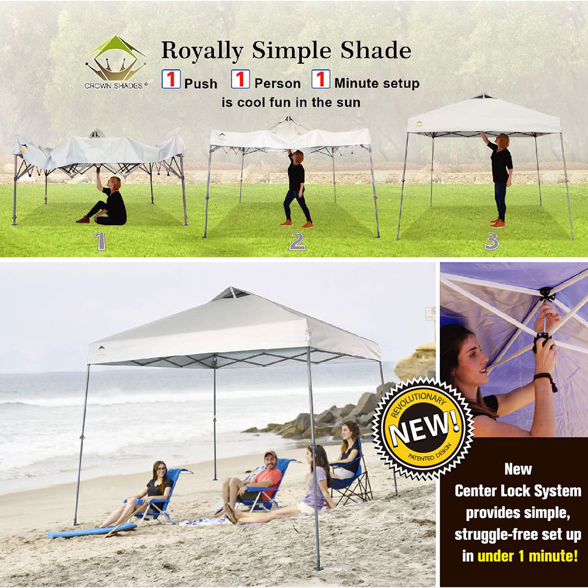 Crown Shades 11'x11' Base 9'x9' Top Instant Canopy w/Carry Bag, White(For Parts)