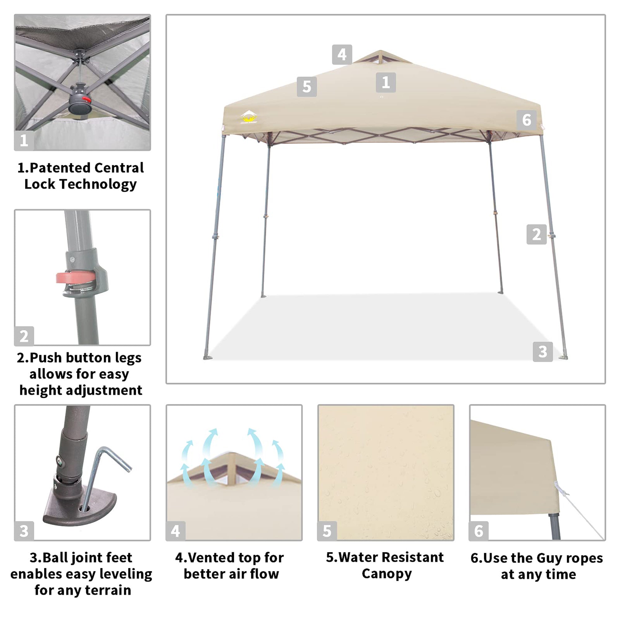 11' x 11' Base 9' x 9' Top Instant Pop Up Canopy w/Carry Bag, Beige (Used) - VMInnovations