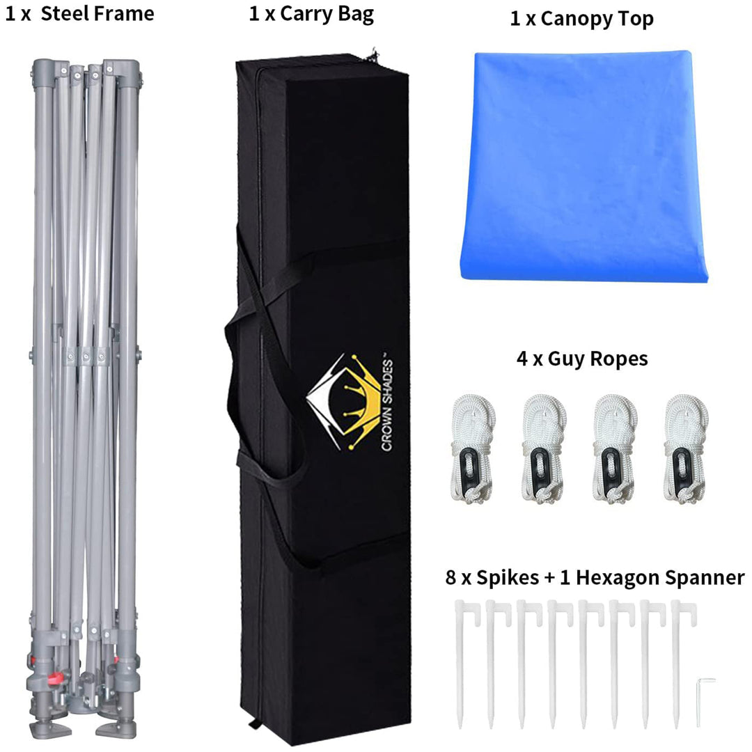 Crown Shades 10x10' Instant Pop Up Folding Shade Canopy w/Carry Bag, Blue (Used) - VMInnovations