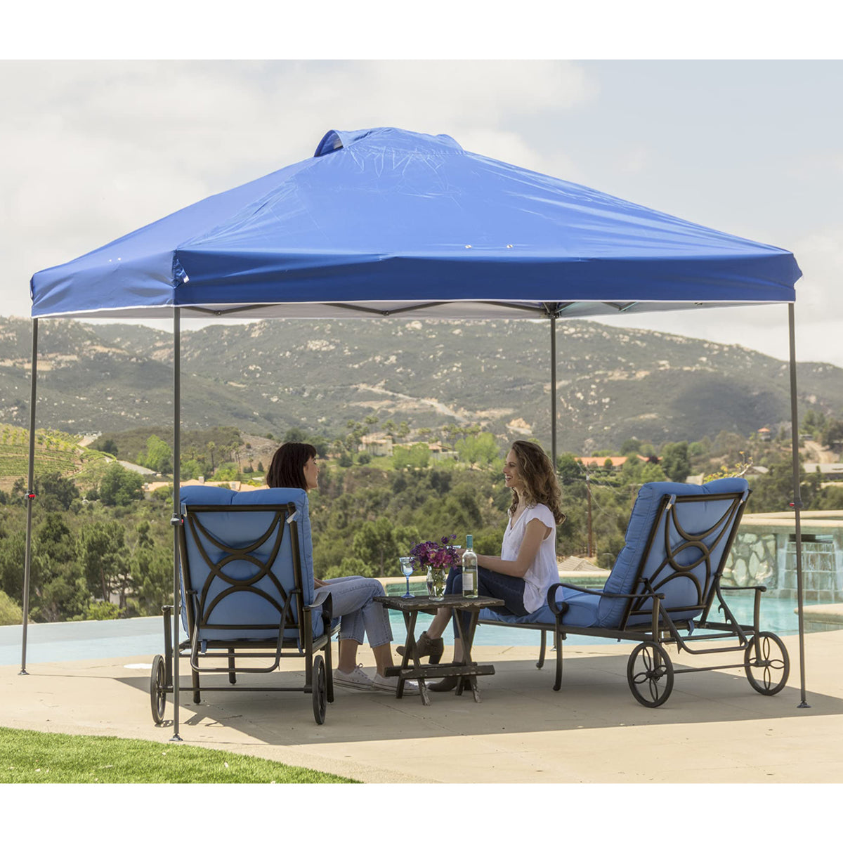 Crown Shades 10x10ft Instant Pop Up Folding Shade Canopy w/Bag, Blue (For Parts)