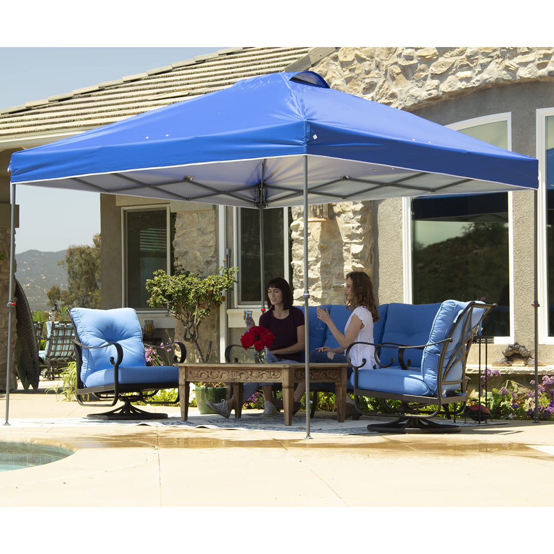 Crown Shades 10x10' Instant Pop Up Folding Shade Canopy w/Carry Bag, Blue (Used) - VMInnovations