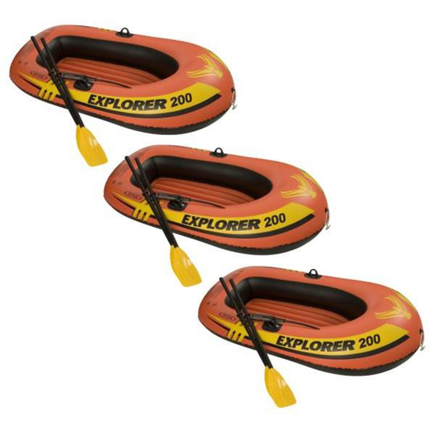 3) INTEX Explorer 200 Inflatable Two Person Raft Set - Open Box