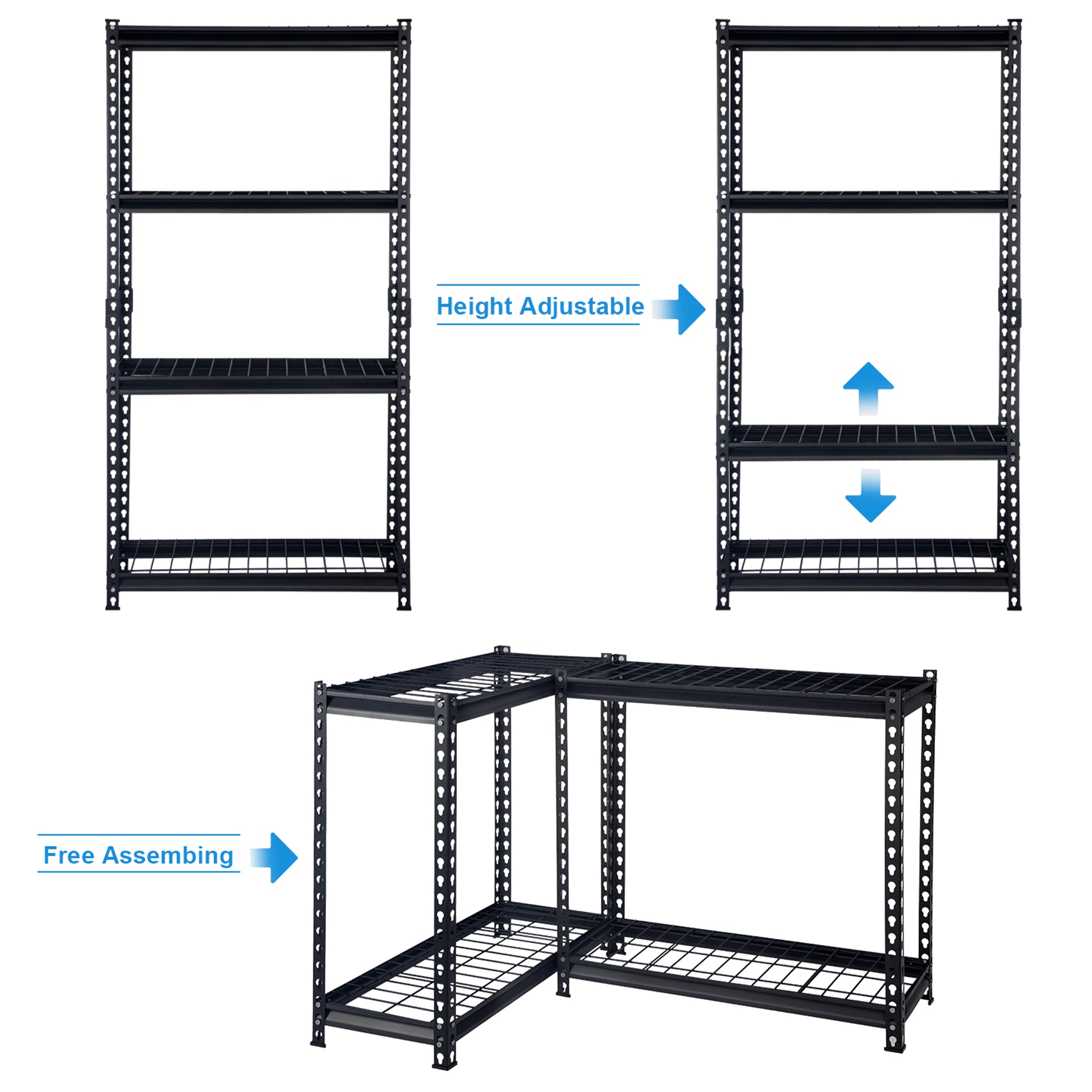 Pachira 30"W x 60"H 4 Shelf Steel Shelving for Home and Office Organizing, Black - VMInnovations