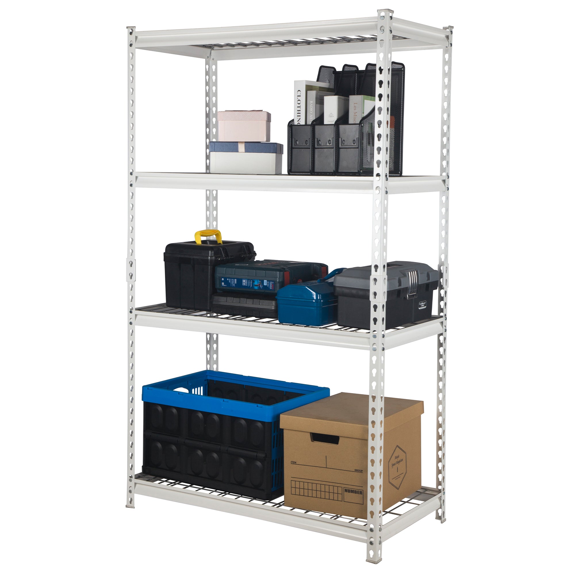 Pachira 30"W x 60"H 4 Shelf Steel Shelving for Home and Office Organizing, White - VMInnovations
