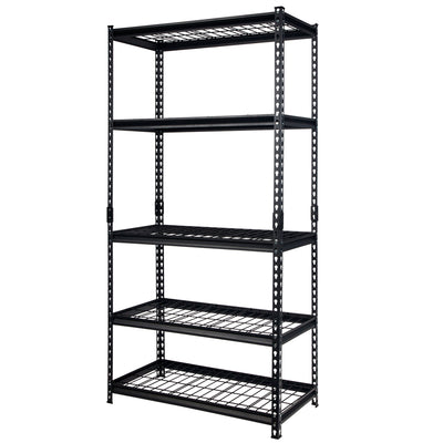 Pachira 36"W x 72"H 5 Shelf Steel Shelving for Home and Office Organizing, Black