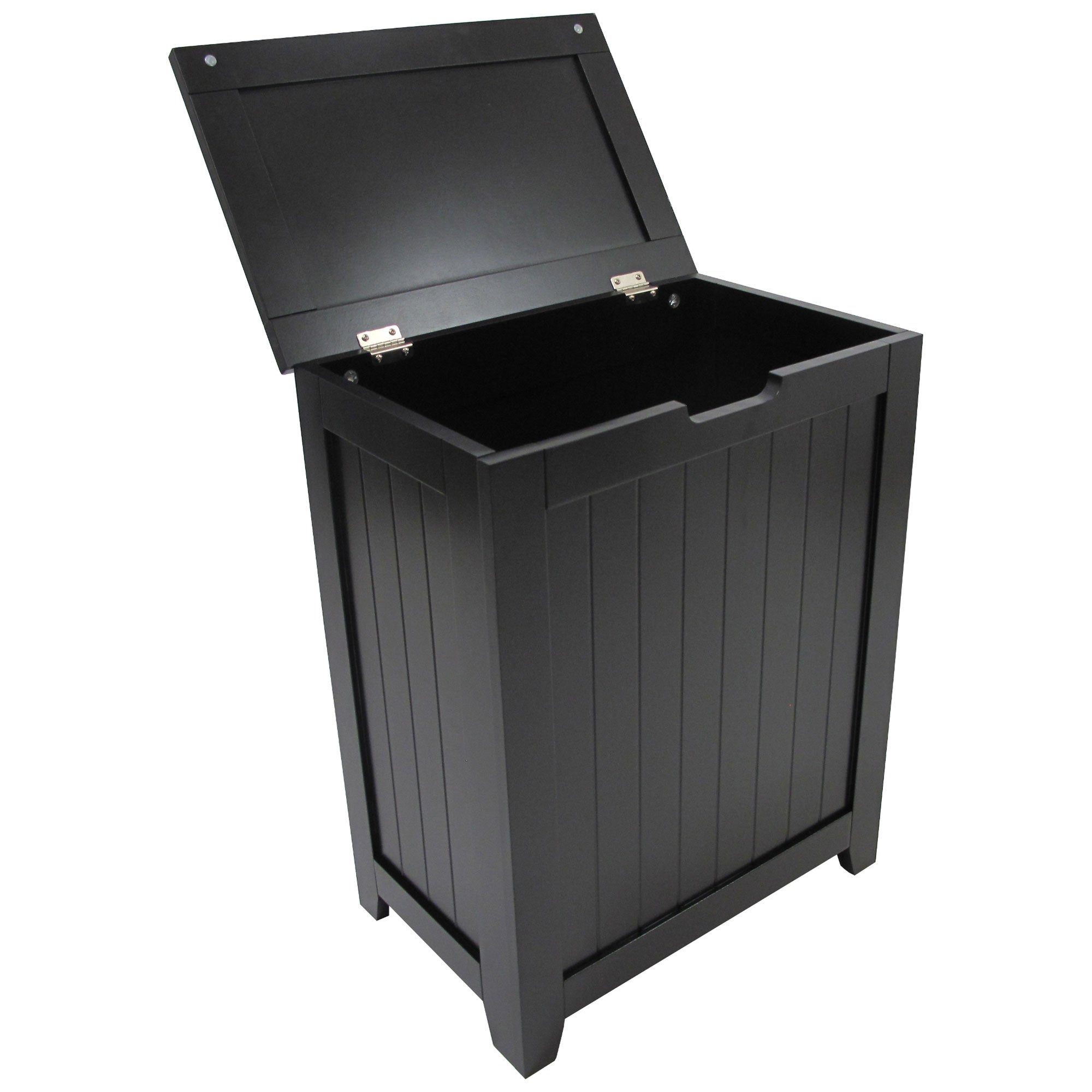 Redmon 18''x11.25''x23.25'' Country Wainscot Wooden Clothes Hamper, Black (Used) - VMInnovations