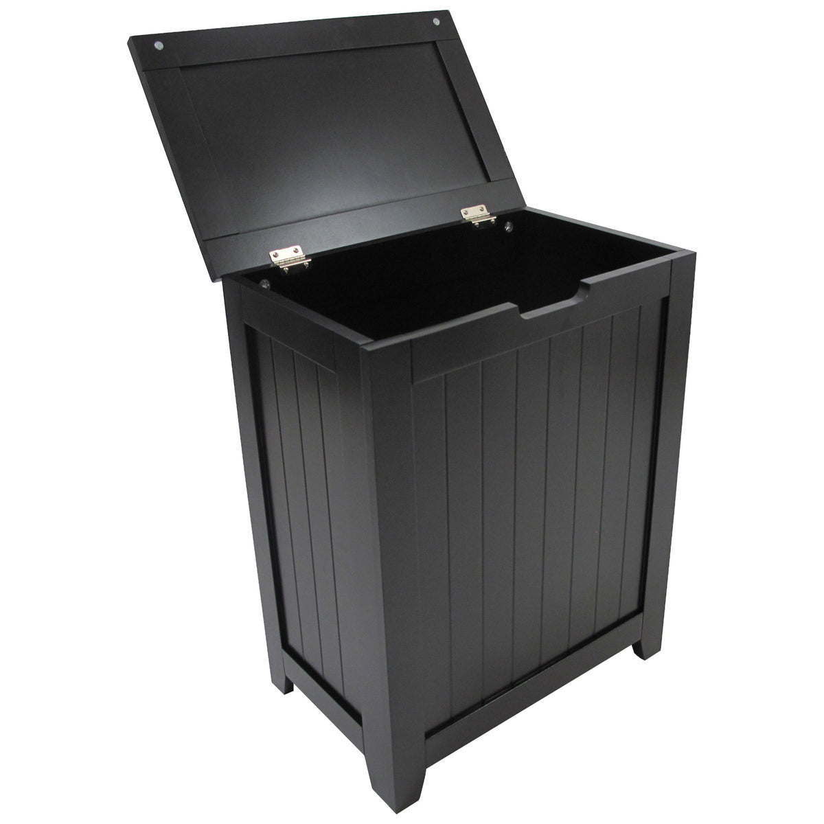 Redmon Country Wainscot Style Clothes Hamper, Basket with Lid, Black(Open Box)