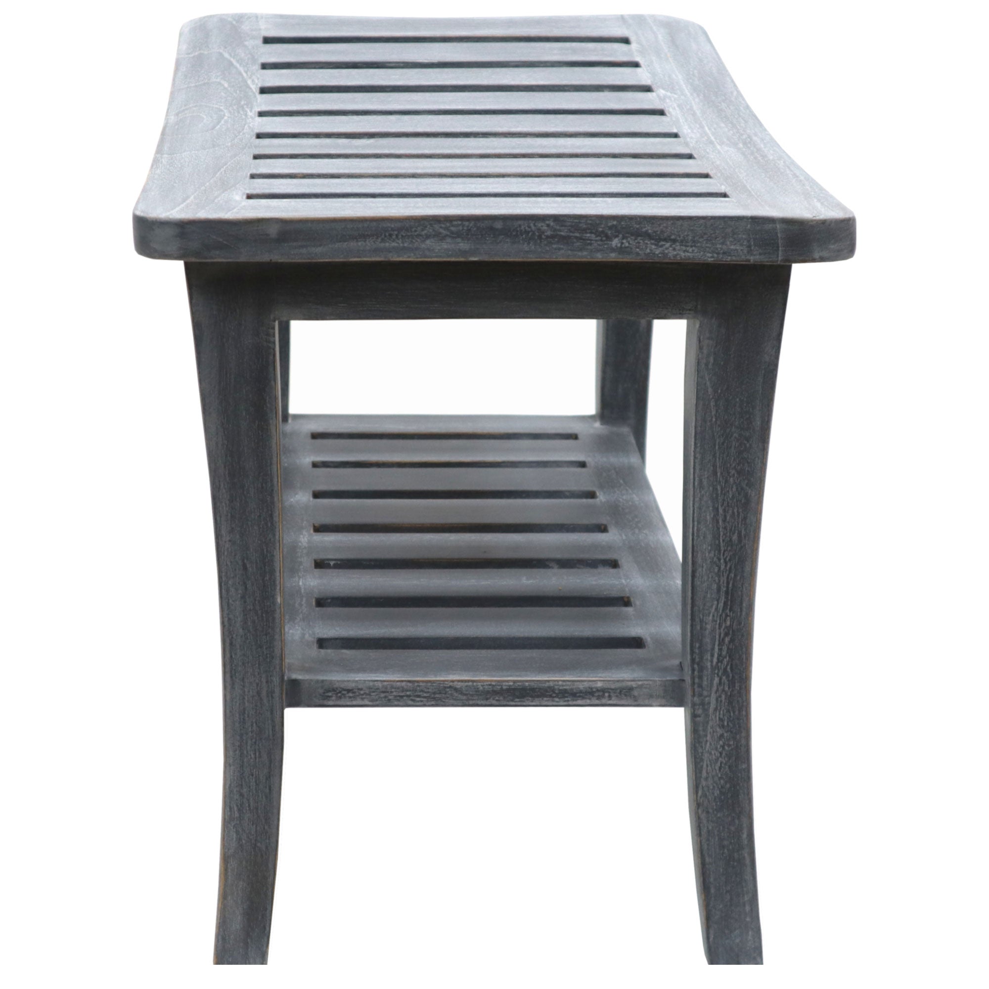 20'' x 13.5'' x 17.5'' Contemporary Teak Wooden Bench, Weathered Gray (Open Box)