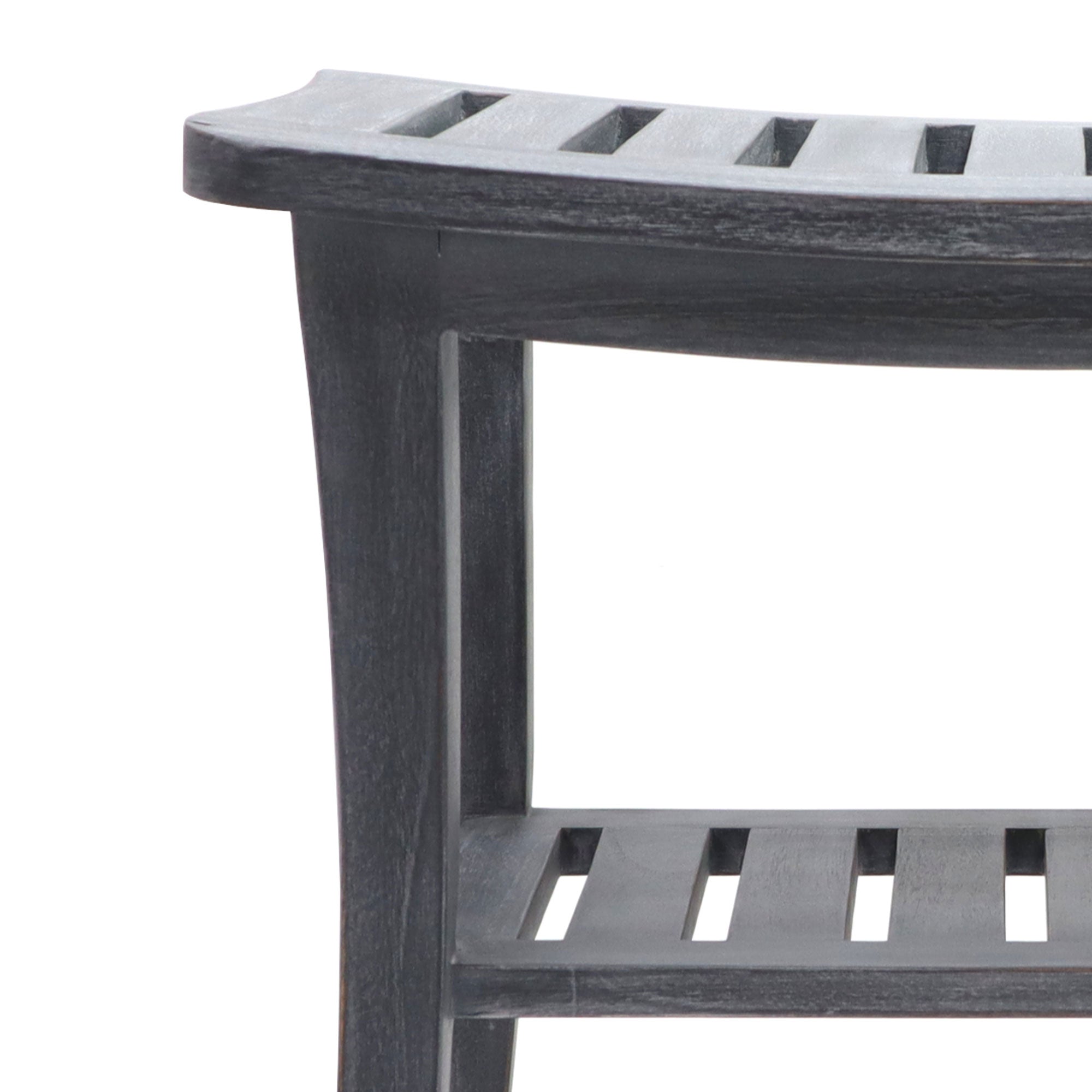 20'' x 13.5'' x 17.5'' Contemporary Teak Wooden Bench, Weathered Gray (Used) - VMInnovations