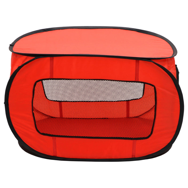 Redmon Medium Foldable Lightweight Portable Pop Up Dog Pet Travel Crate, Red