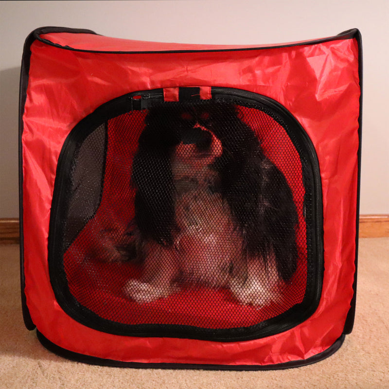 Redmon Foldable Lightweight Portable Pop Up Dog Pet Travel Crate, Red (Open Box)