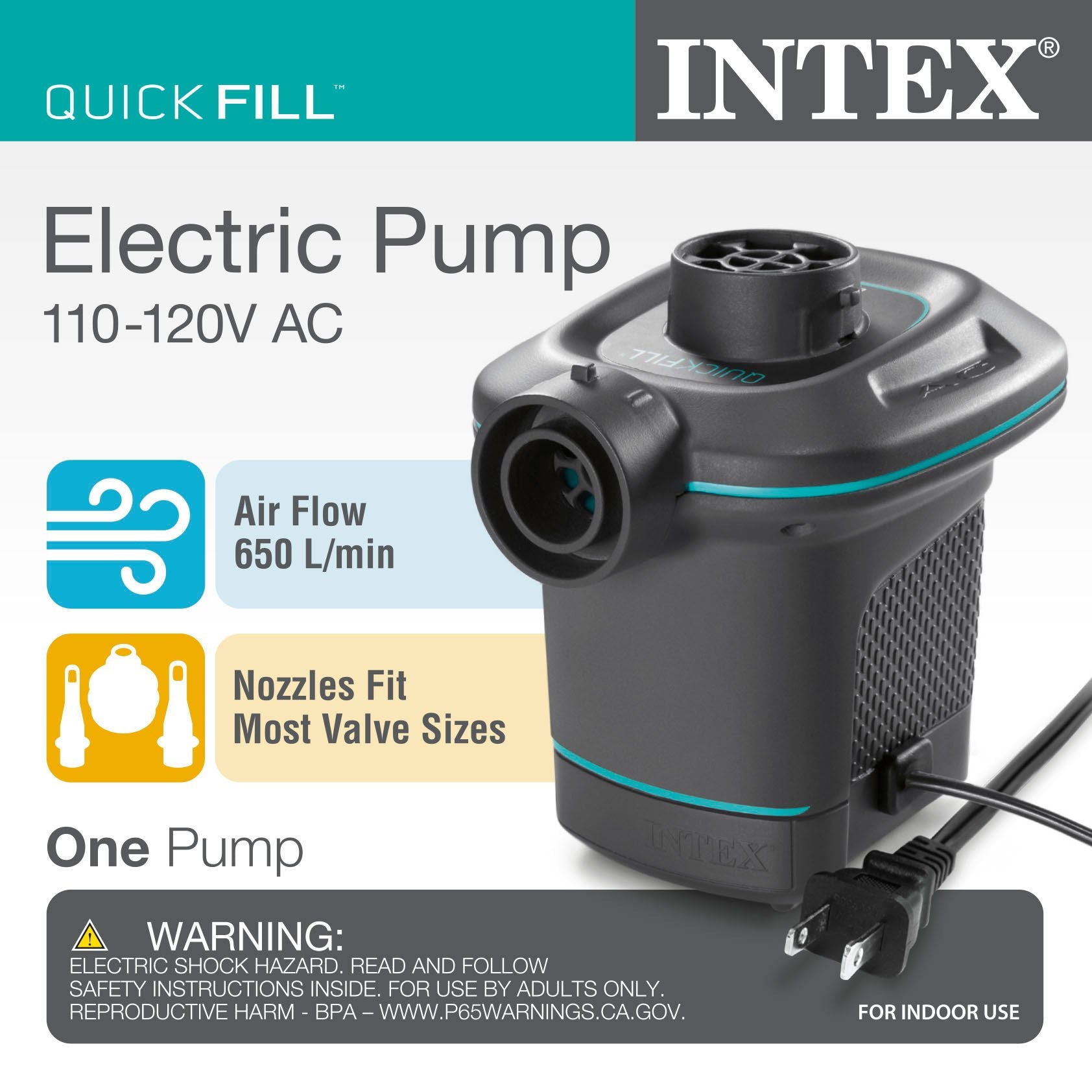 Intex Lounge Chair /w Cup Holder & Ottoman Set (2 Pack) 120V Air Pump
