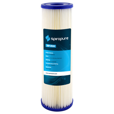 SpiroPure 10x2.5" Pleated Polyester Water Filter Cartridge, 30 Micron (24 Pack)